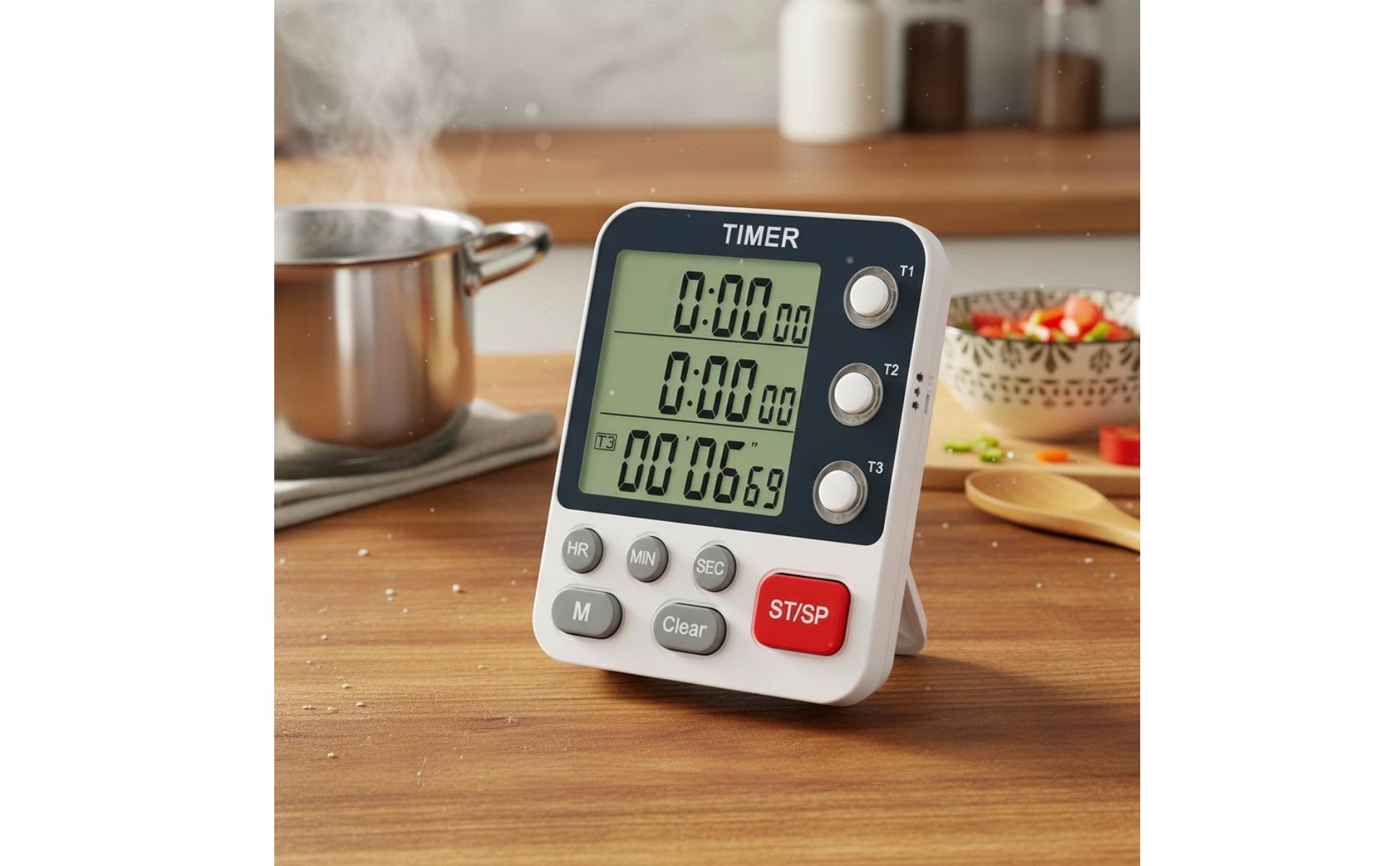 3 Channel Kitchen Timer Flashing Light Notification Multi-Event Digital Timer