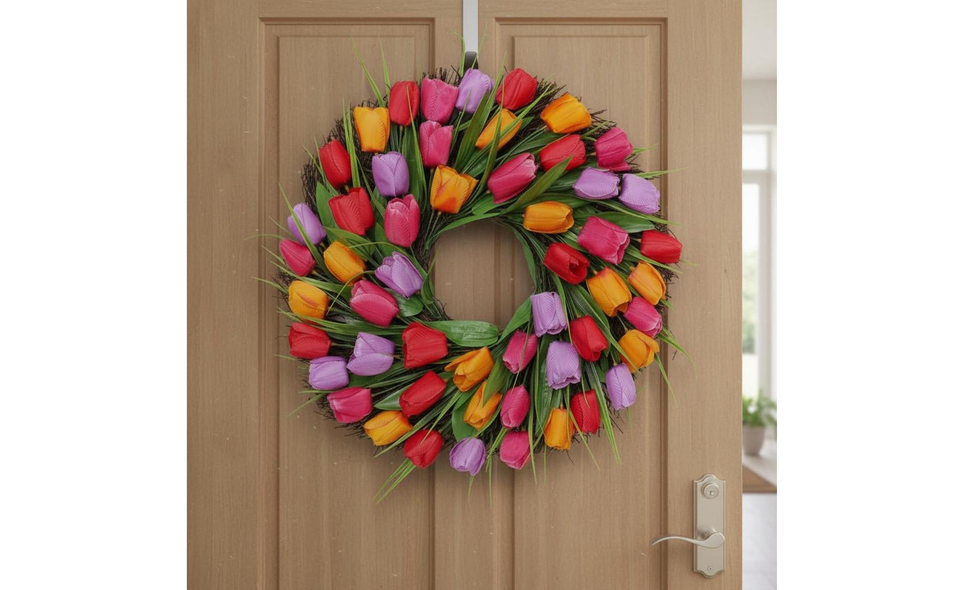 Artificial Tulip Wreath Mother's Day Gift Tulip Wreath Vibrant Colors