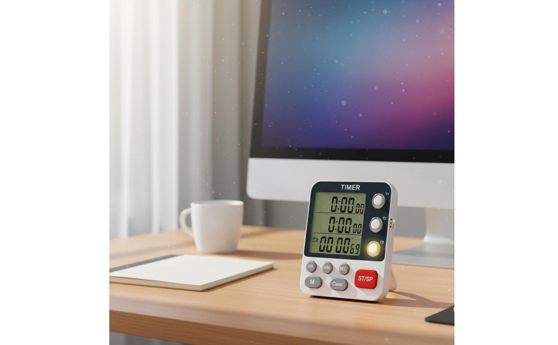 3 Channel Kitchen Timer Flashing Light Notification Multi-Event Digital Timer