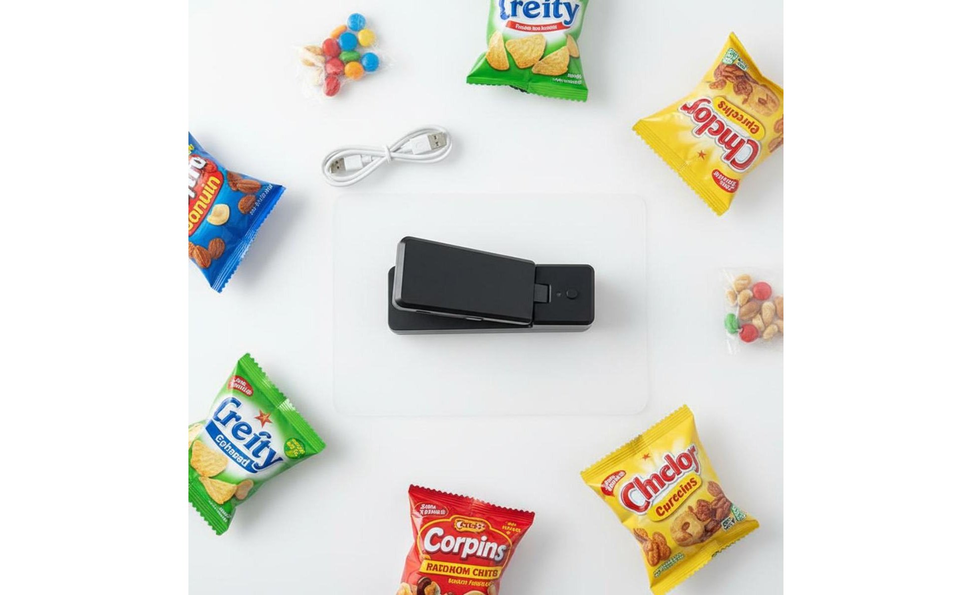 USB Rechargeable Bag Sealer Sticky Base 2-in-1 Sealer and for Travel