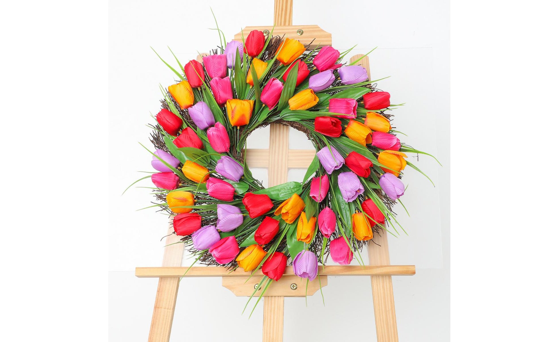 Artificial Tulip Wreath Mother's Day Gift Tulip Wreath Vibrant Colors