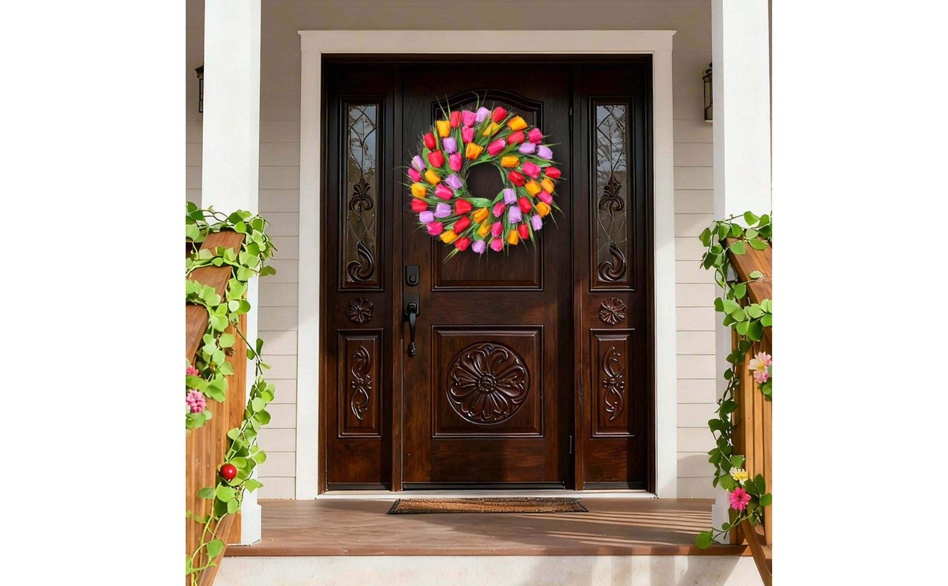 Artificial Tulip Wreath Mother's Day Gift Tulip Wreath Vibrant Colors