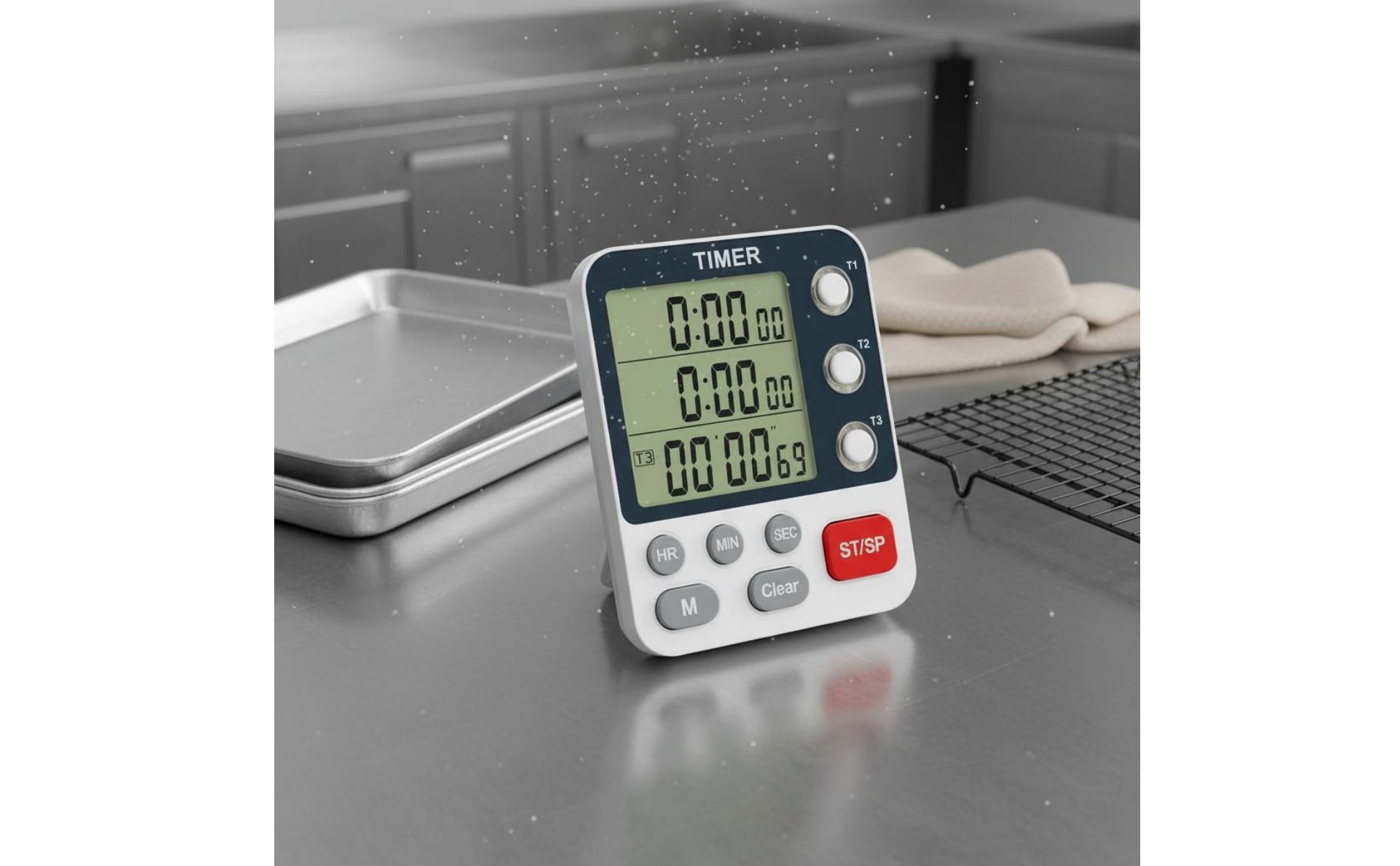 3 Channel Kitchen Timer Flashing Light Notification Multi-Event Digital Timer