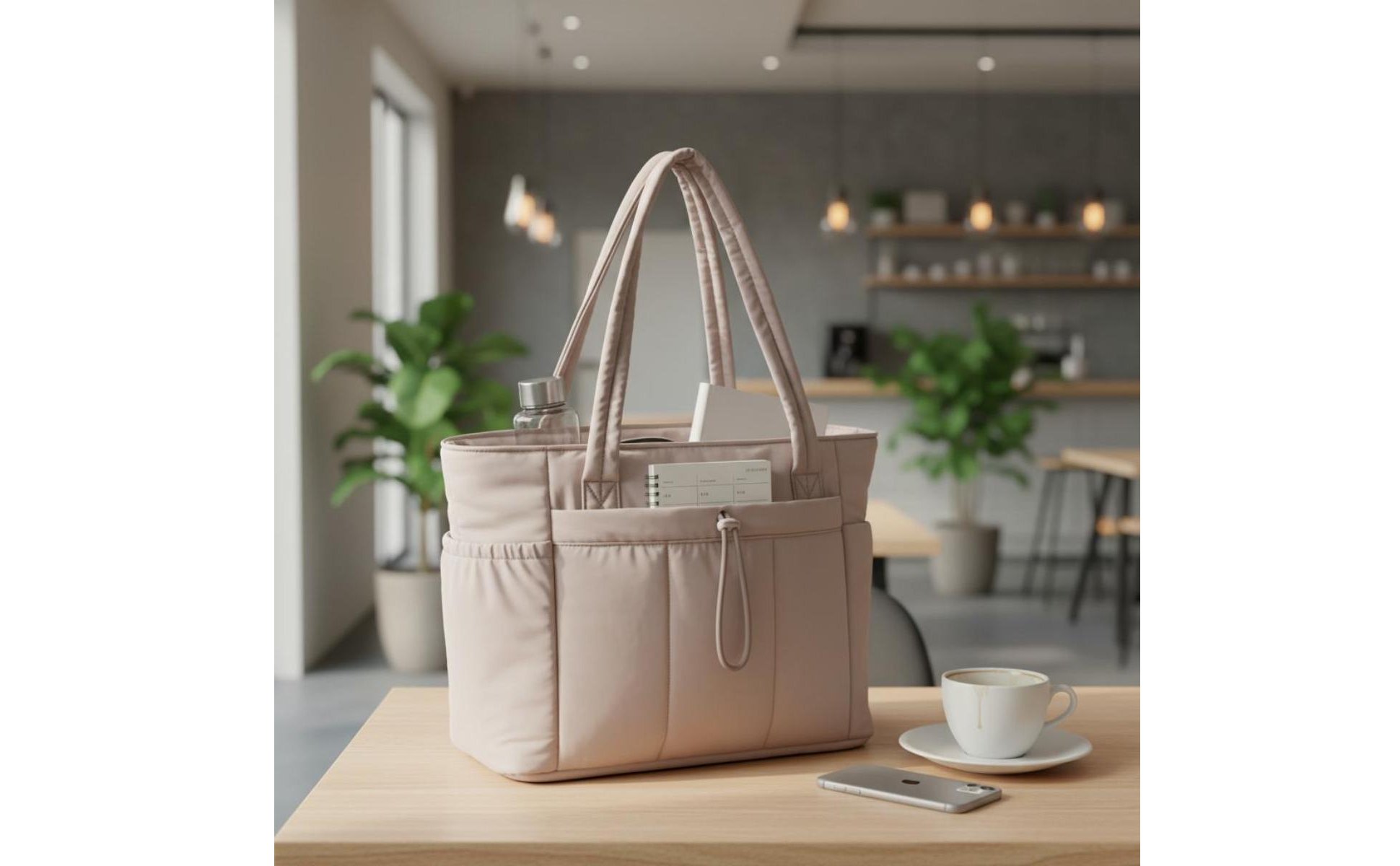 Quilted Tote Bag Lightweight Large Capacity Shoulder Bag for Commute, Students