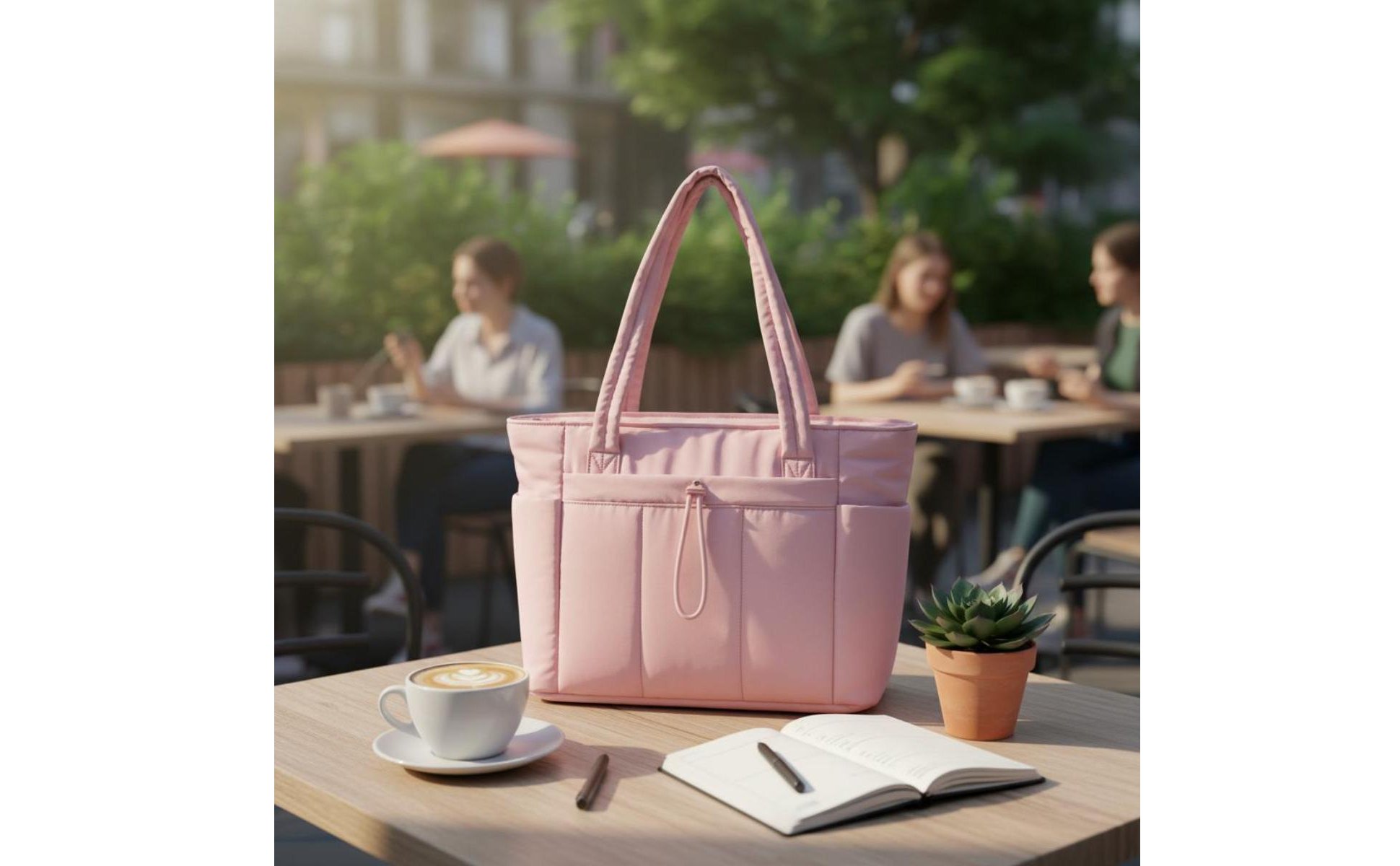 Quilted Tote Bag Lightweight Large Capacity Shoulder Bag for Commute, Students