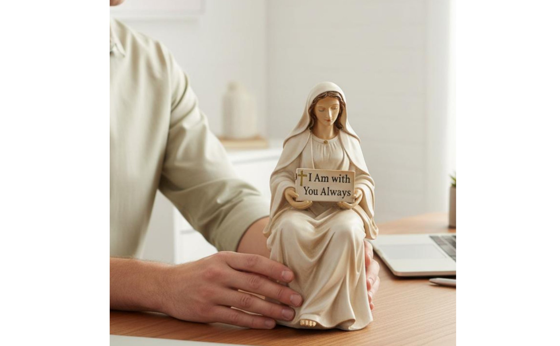 Blessed Mother Shelf Sitter Figurine Spiritual Comfort Desk Companion Figurine