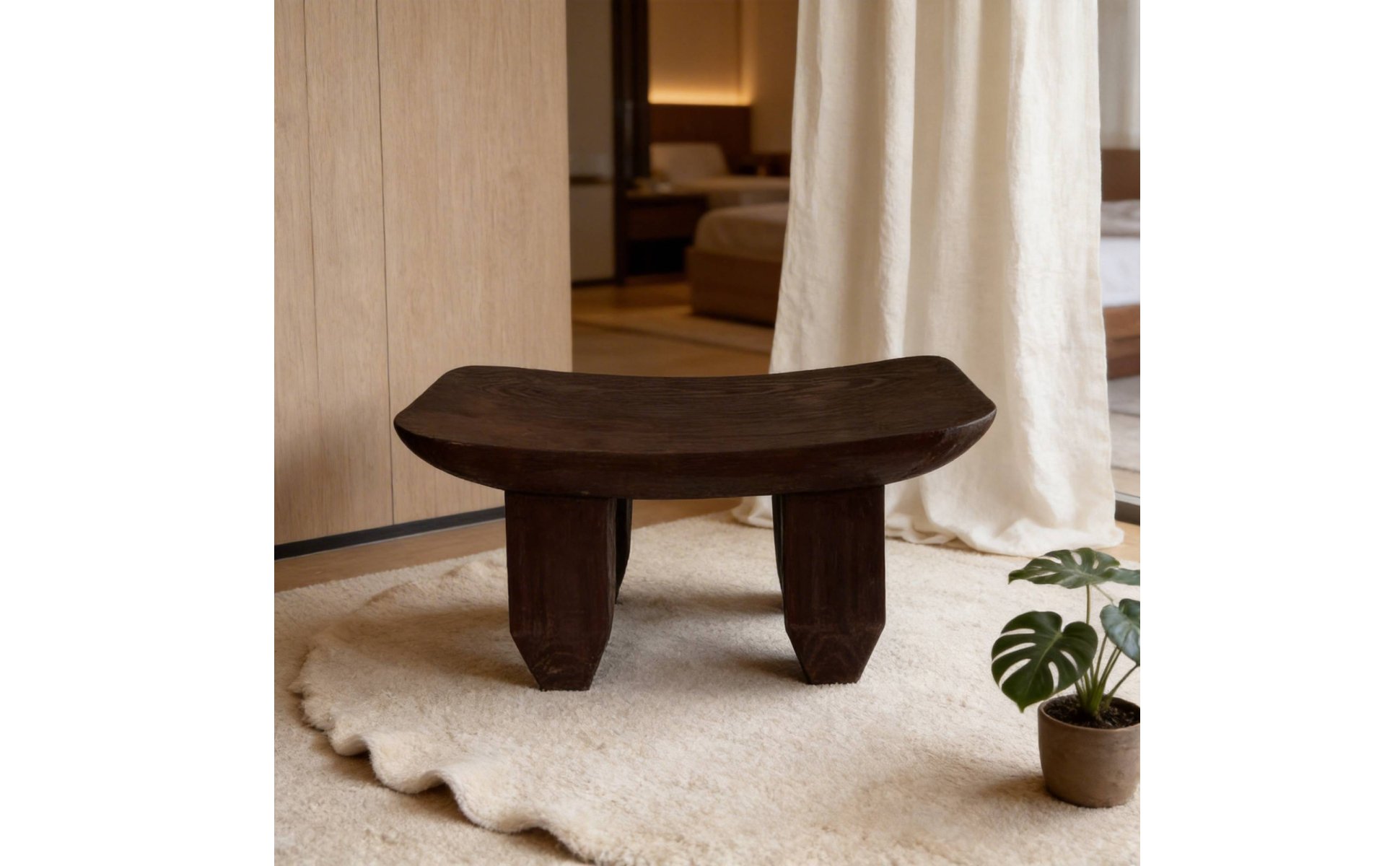 Backless Wooden Stool Distressed Finish Rustic Wood Stool Handmade for Designers