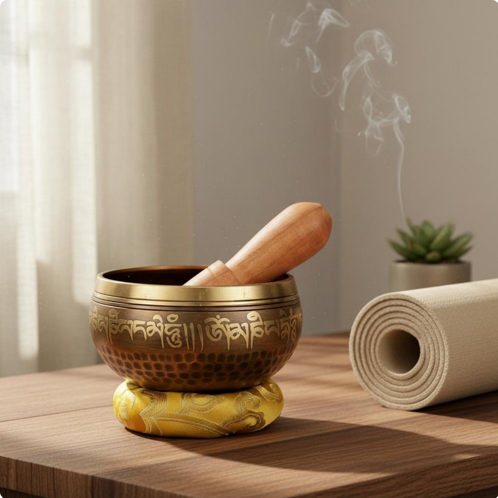 Tibetan Singing Bowl Set Deep Sound Wave for Relaxation