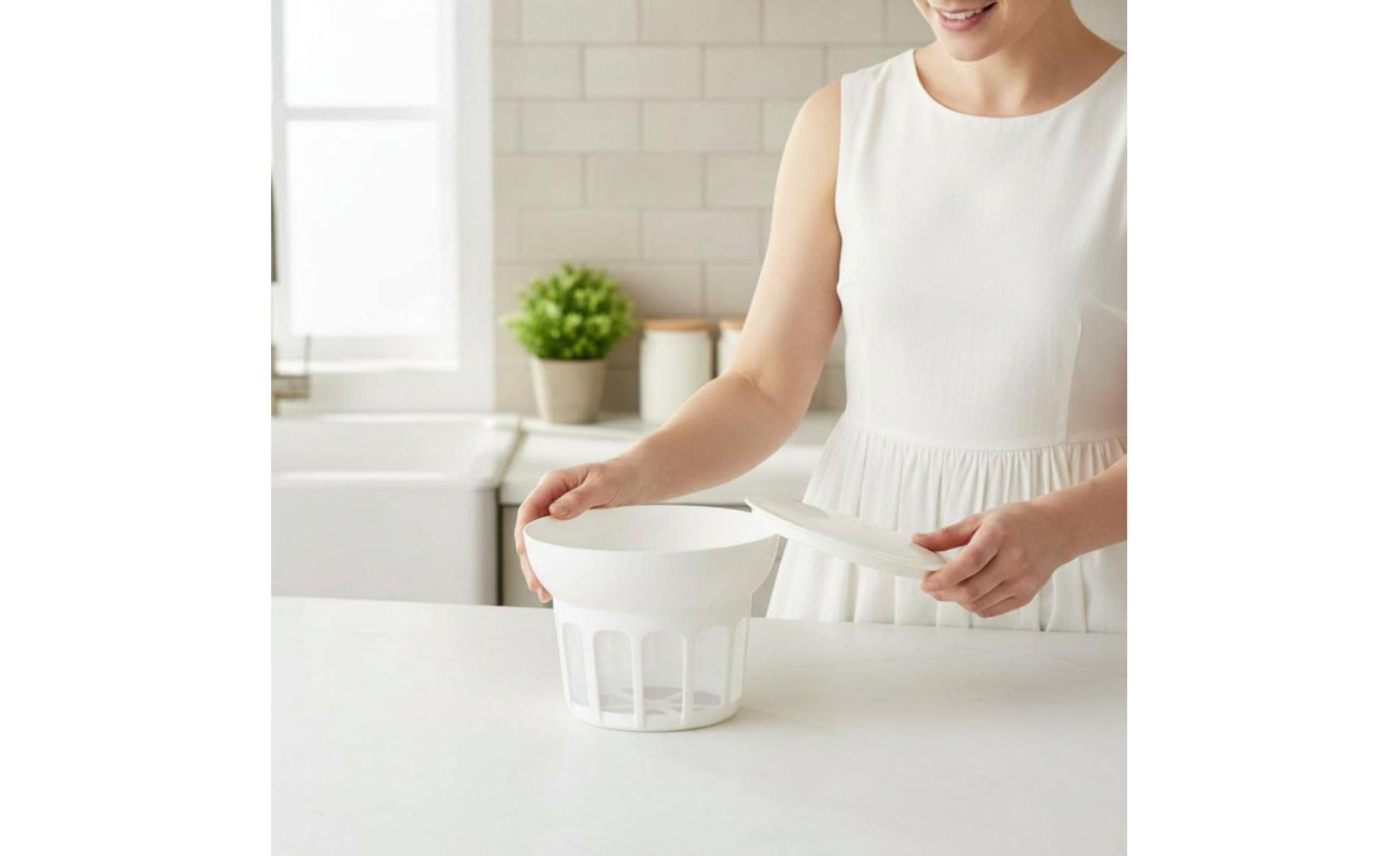 Whey Separator Spill-Resistant Lid Greek Yogurt Appliance Complimentary