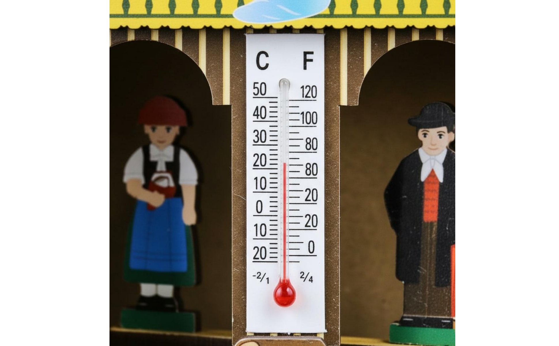 Weather House Temperature and Humidity Display Wooden Chalet Hygrometer