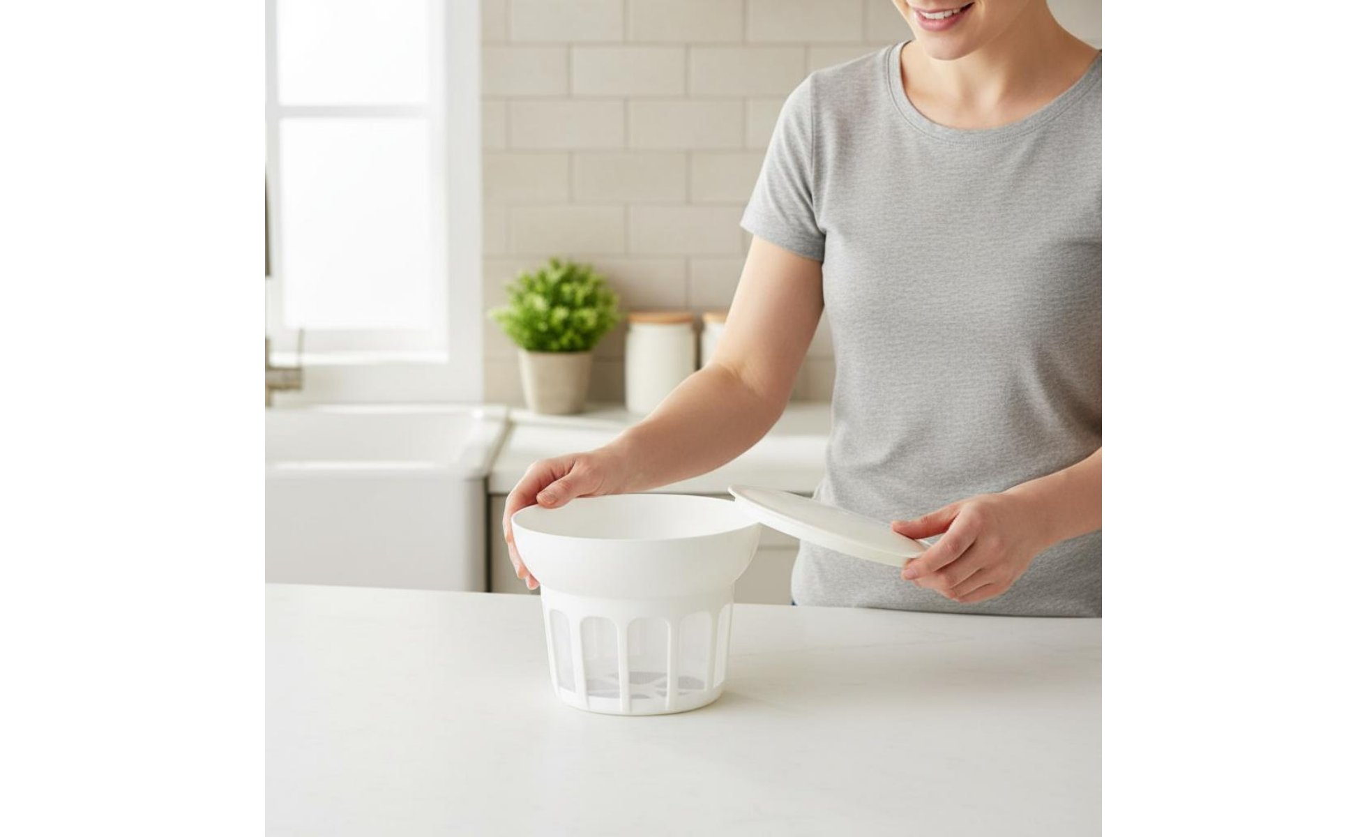 Whey Separator Spill-Resistant Lid Greek Yogurt Appliance Complimentary
