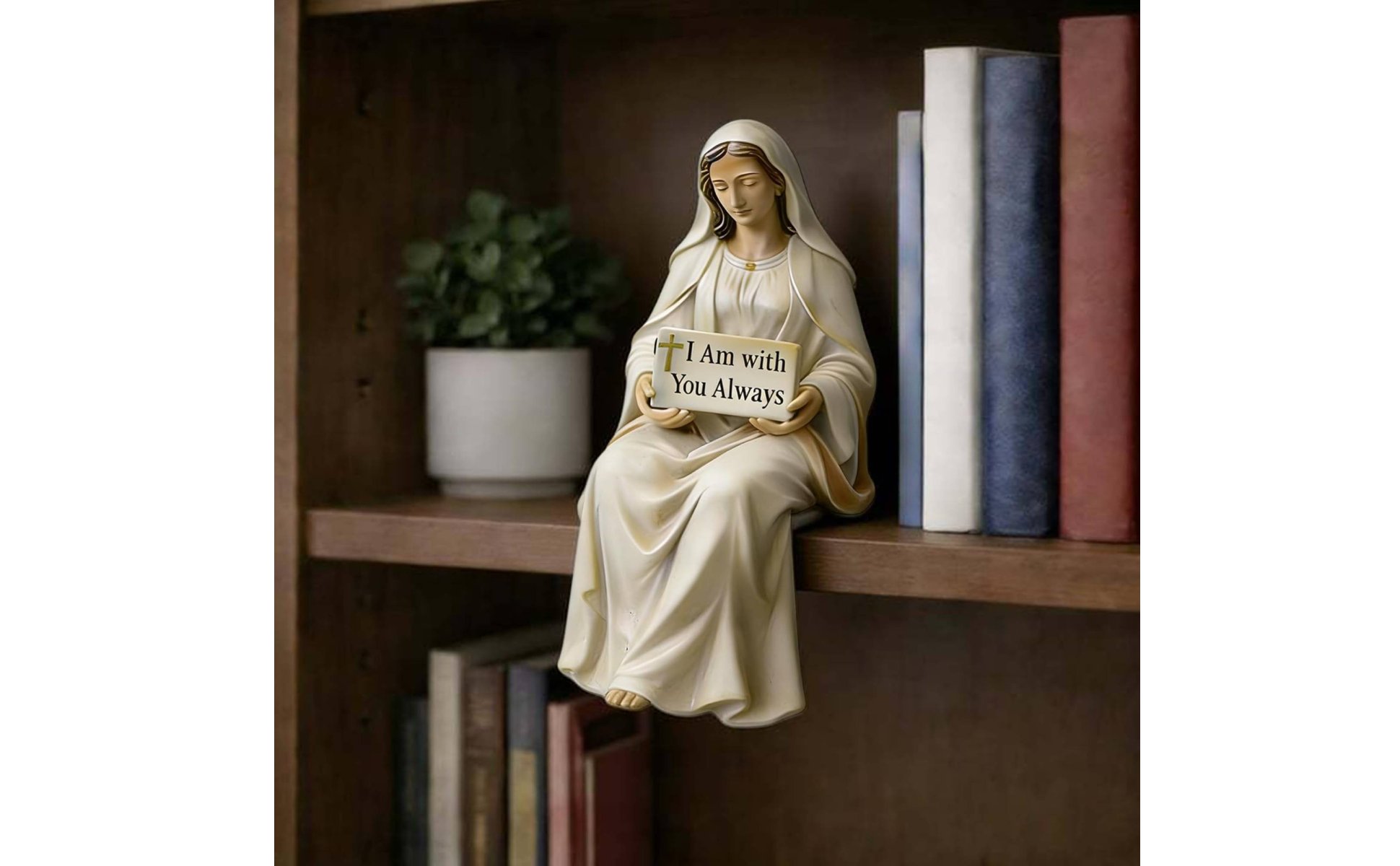 Blessed Mother Shelf Sitter Figurine Spiritual Comfort Desk Companion Figurine
