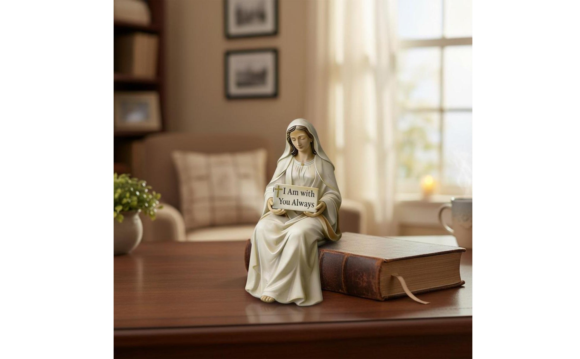 Blessed Mother Shelf Sitter Figurine Spiritual Comfort Desk Companion Figurine