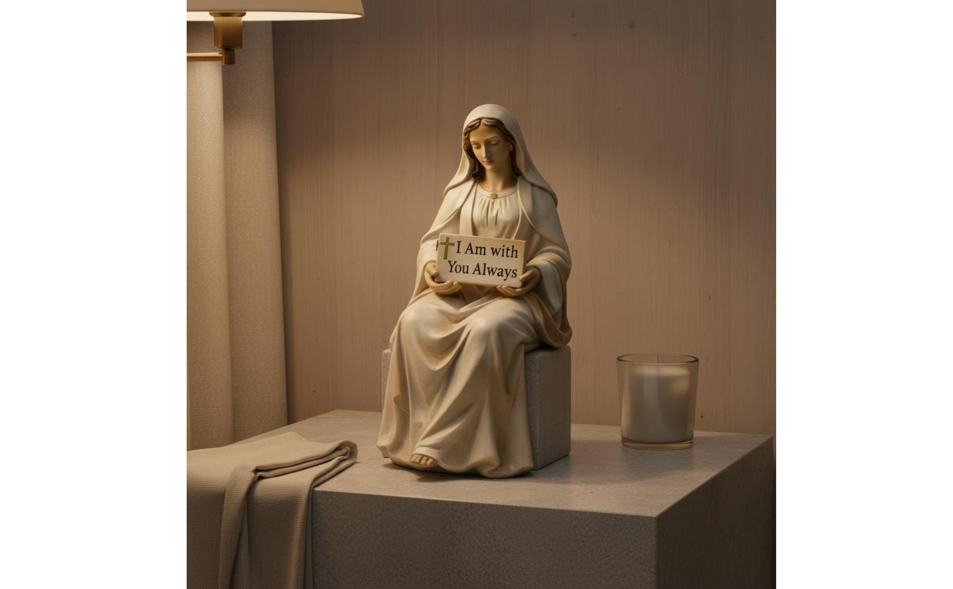 Blessed Mother Shelf Sitter Figurine Spiritual Comfort Desk Companion Figurine