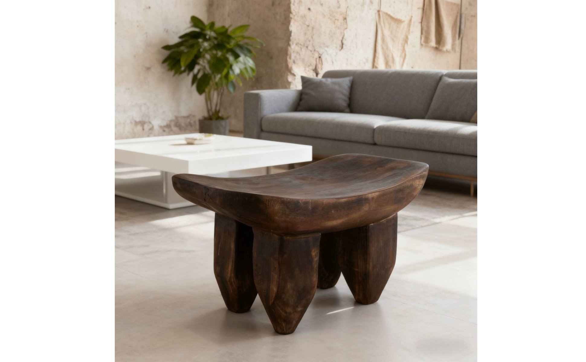 Backless Wooden Stool Distressed Finish Rustic Wood Stool Handmade for Designers