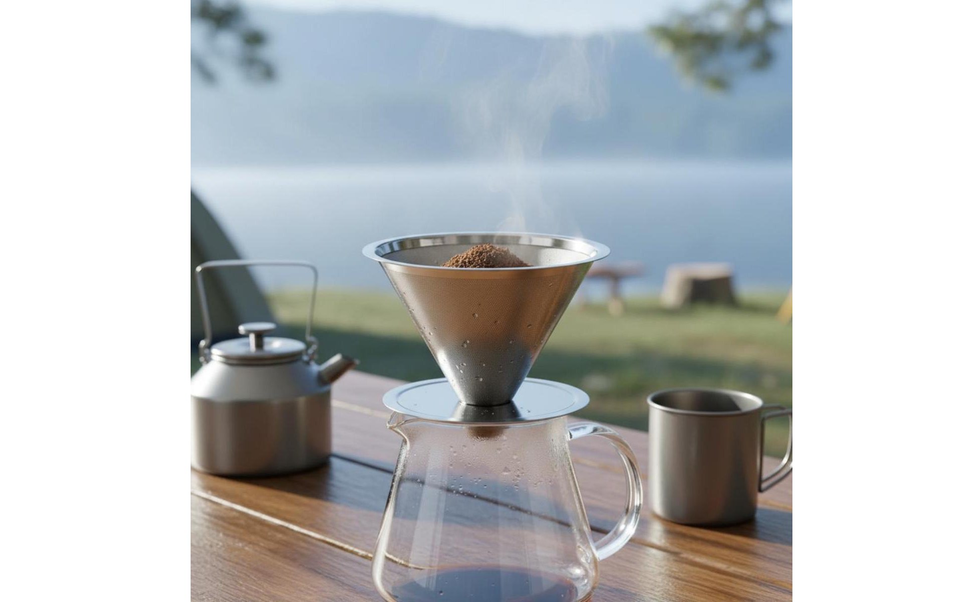 Pour-Over Kaffeefilter Doppellagig Papierloser Kaffeefilter ohne Filterpapier