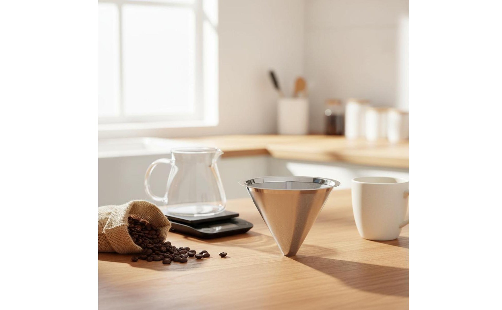 Pour-Over Kaffeefilter Doppellagig Papierloser Kaffeefilter ohne Filterpapier