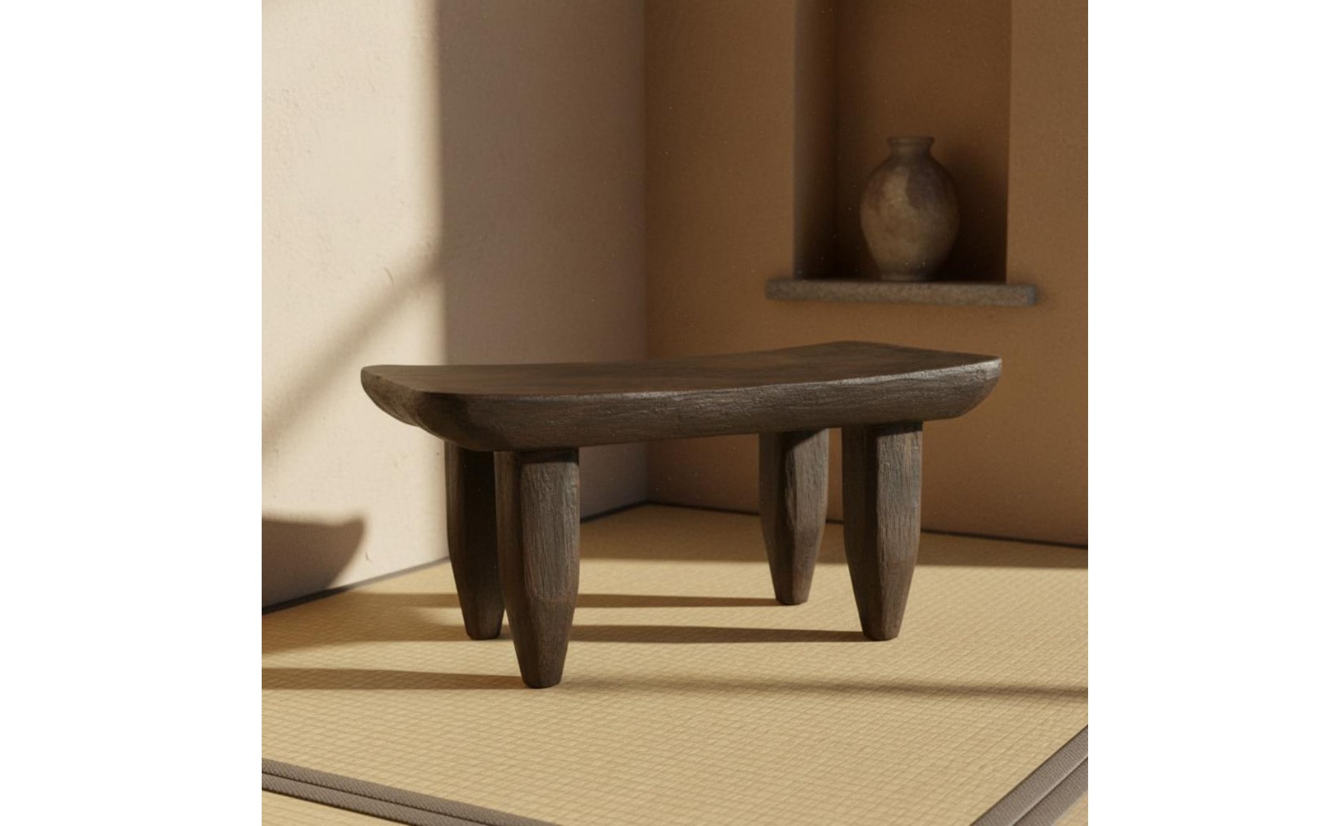 Backless Wooden Stool Distressed Finish Rustic Wood Stool Handmade for Designers