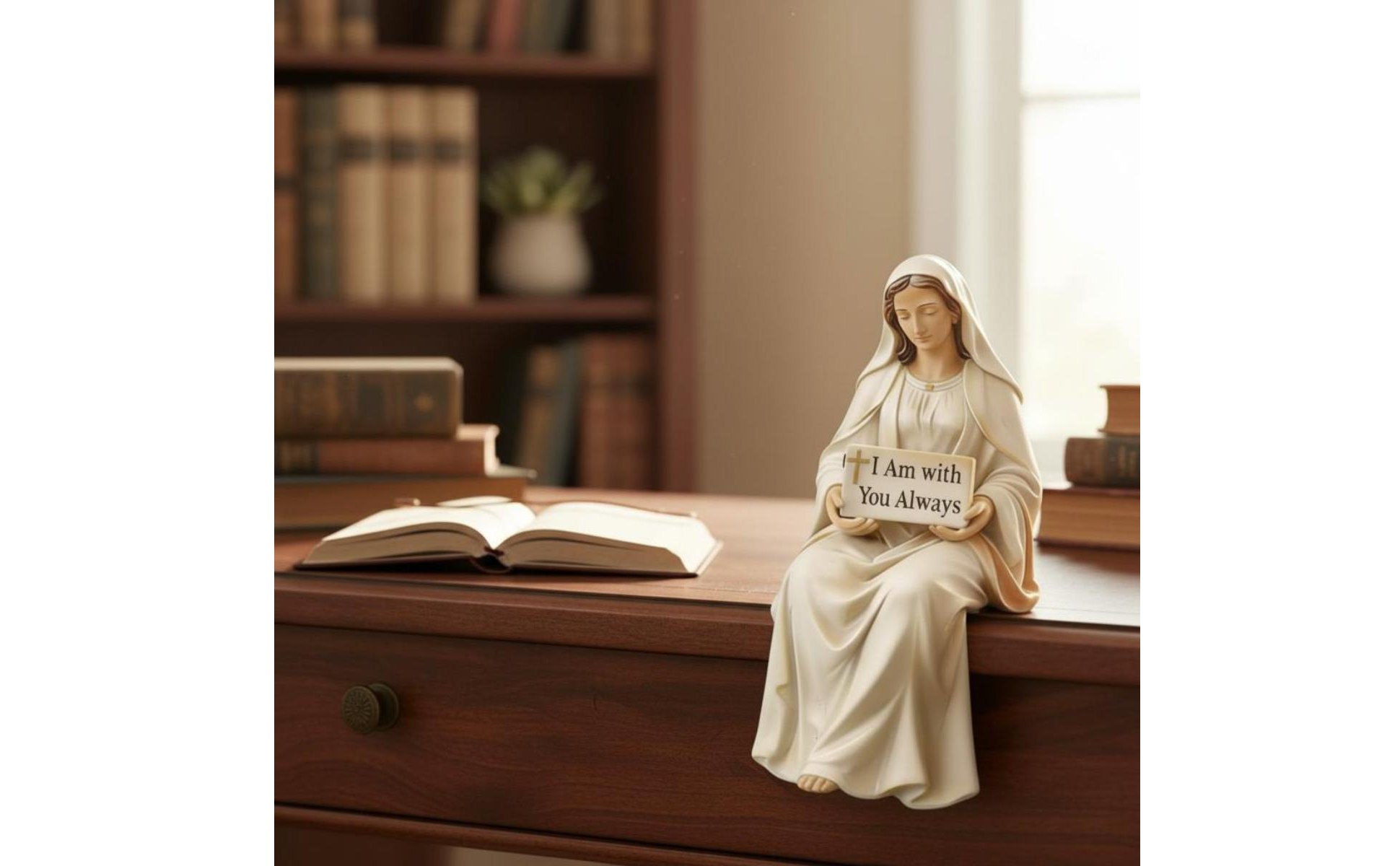 Blessed Mother Shelf Sitter Figurine Spiritual Comfort Desk Companion Figurine