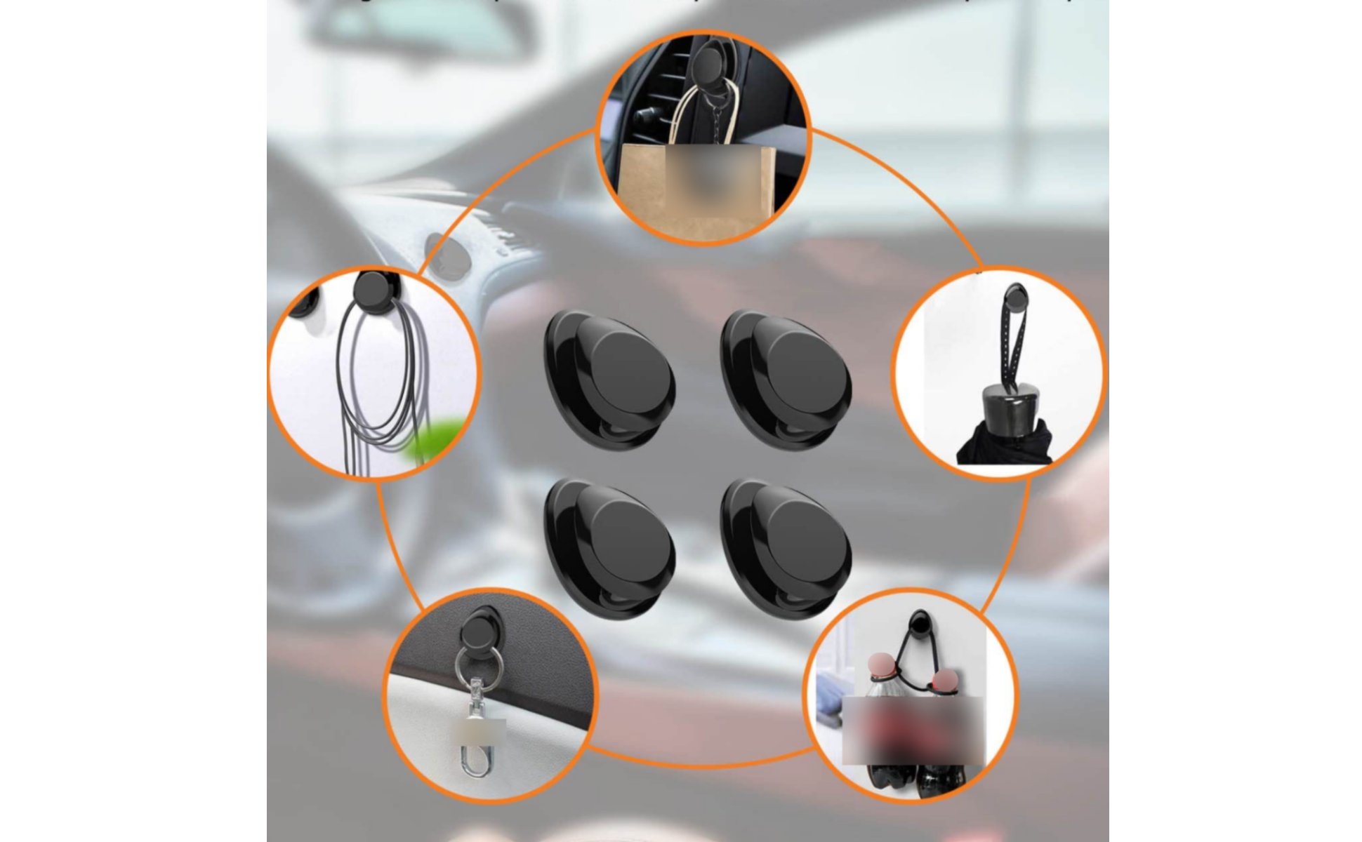 4 Pieces Mini Car Hook Complimentary Car Interior Hanging Holder Multifunctional