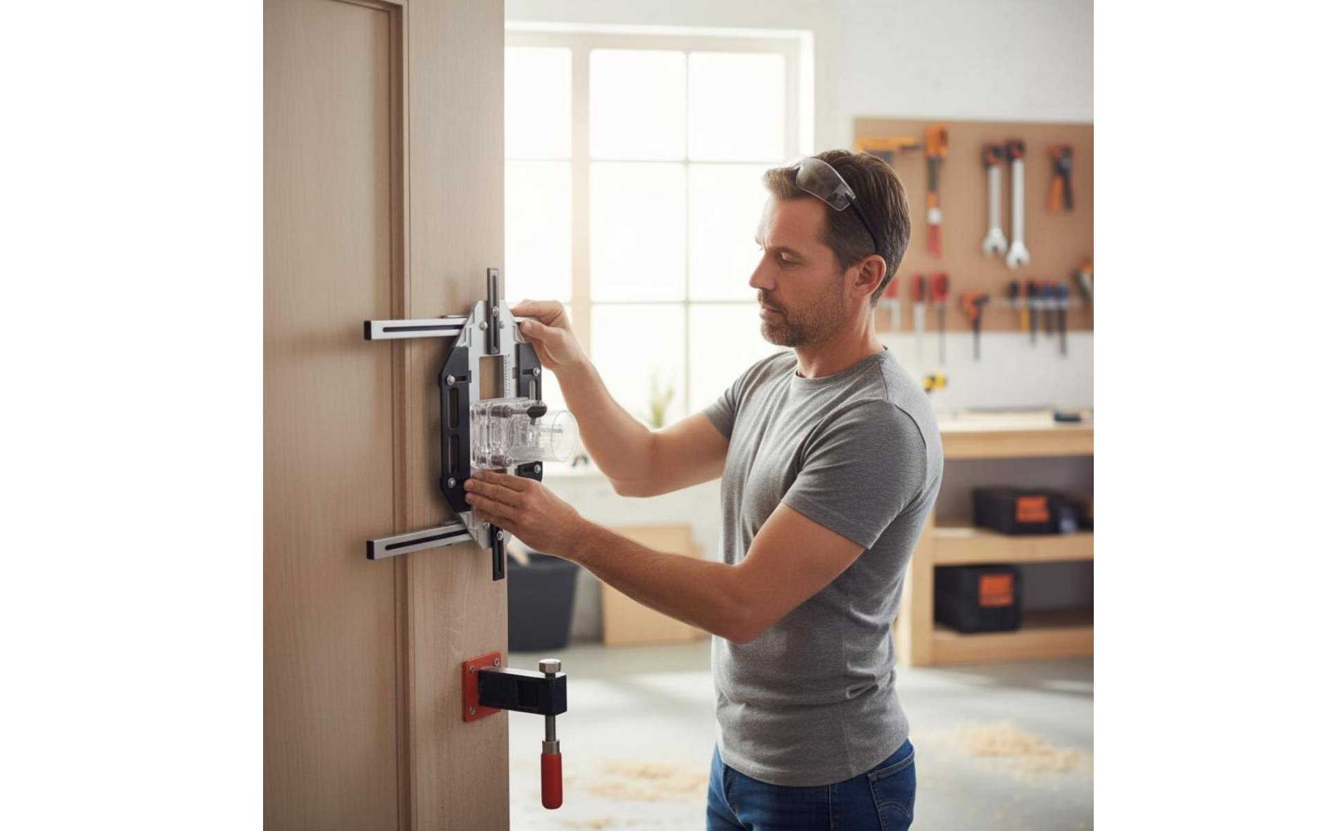 Door Hinge Installation Jig Positioning Adjustment Design for Woodworkers
