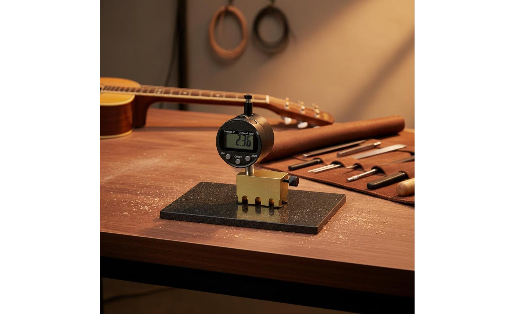 Misuratore Altezza Corde Chitarra Display Digitale per Manutenzione, Chitarristi
