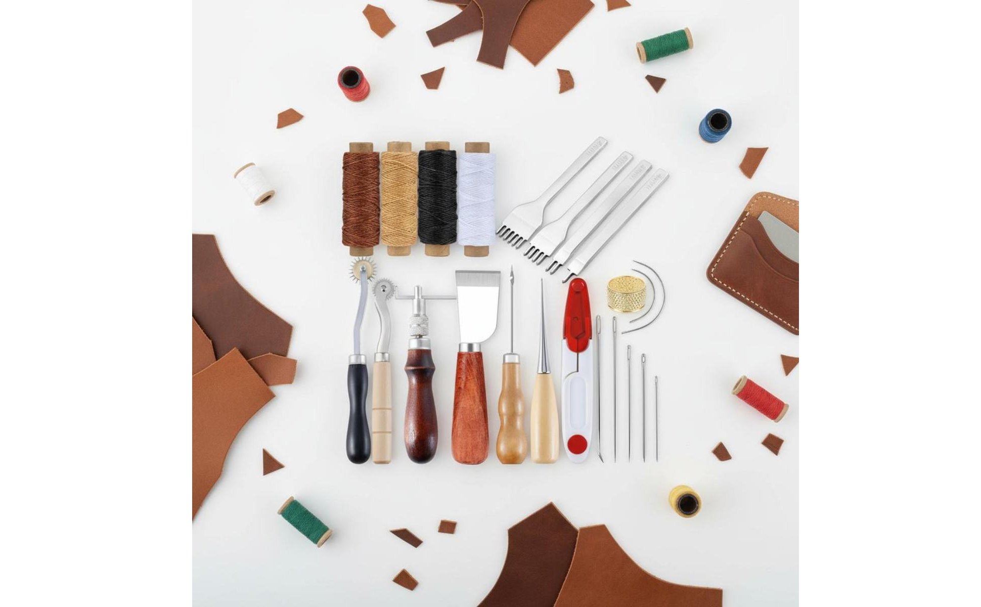 Leather Hand Sewing Tool Set Multi-Functional Leather Stitching Punch Kit