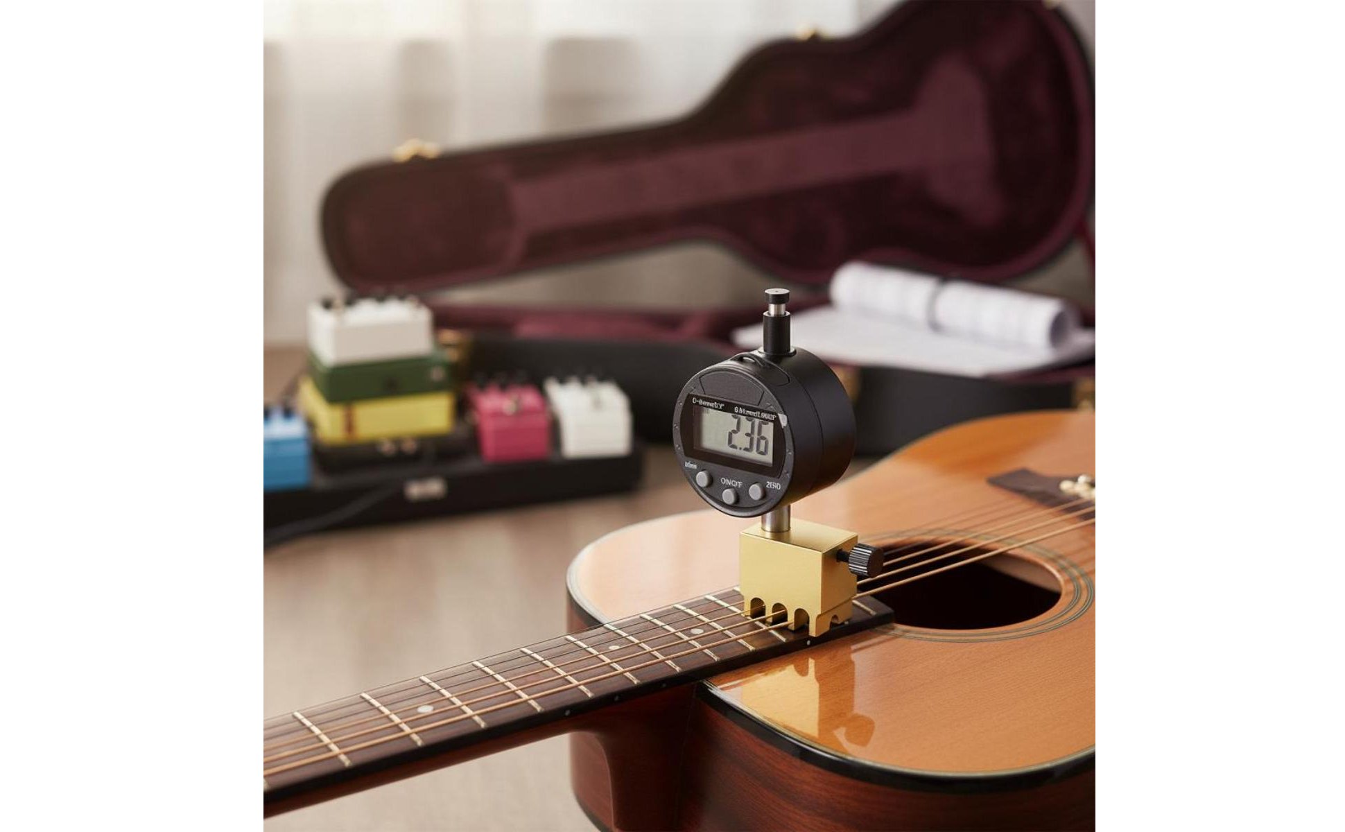 Misuratore Altezza Corde Chitarra Display Digitale per Manutenzione, Chitarristi