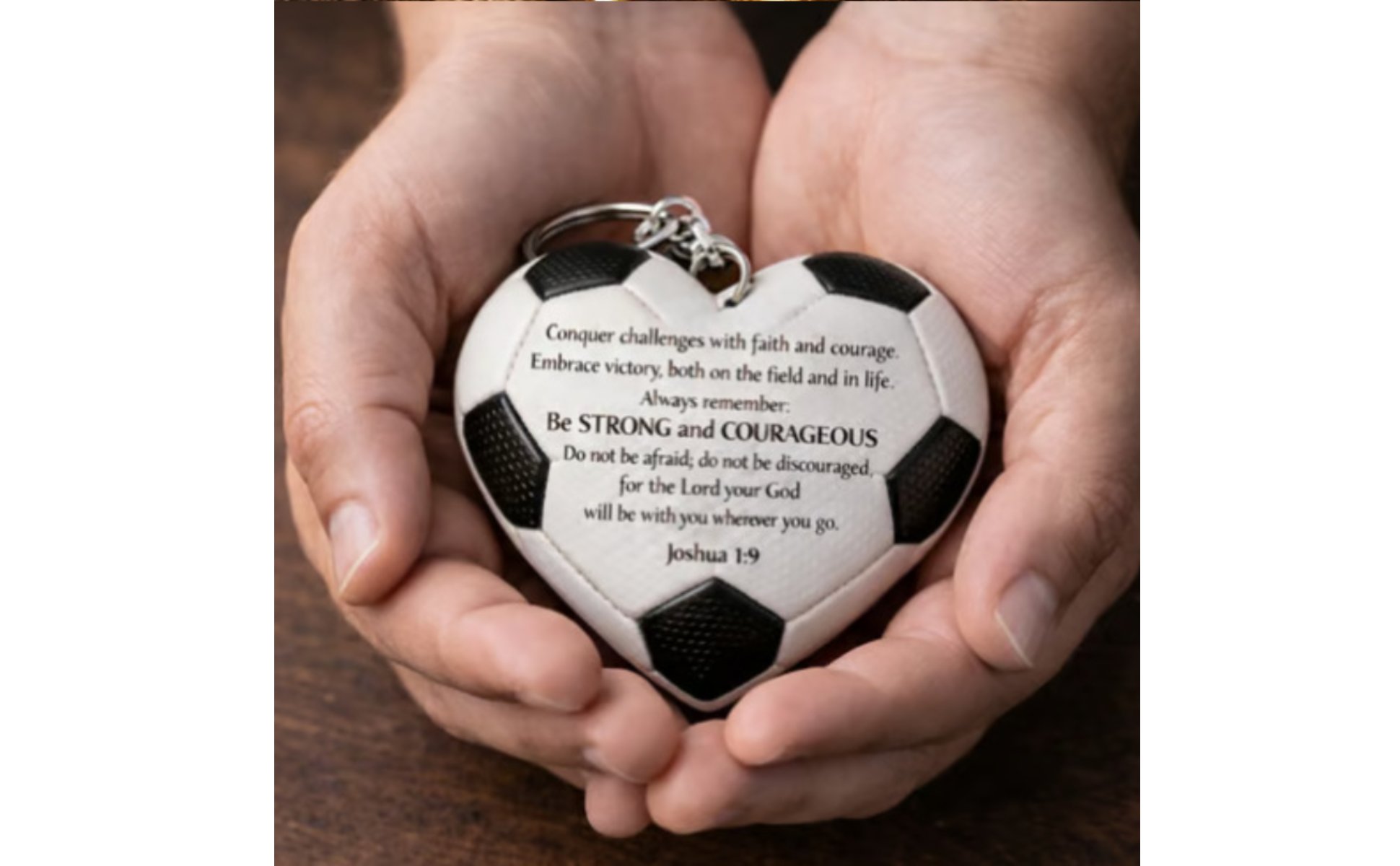 Heart Soccer Keychain Sturdy Resin Soccer Ball Heart Ornament Lightweight