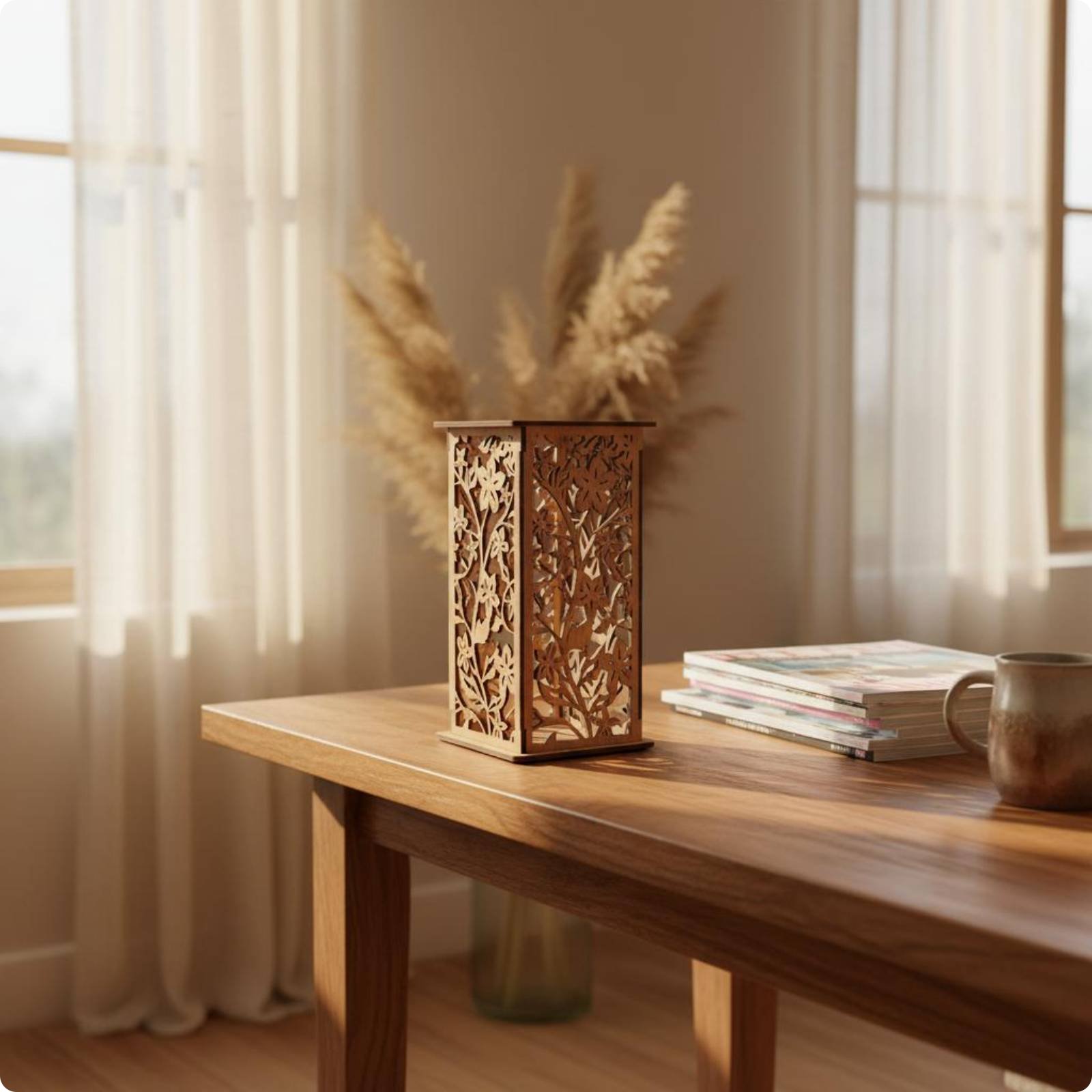 Wooden Vase Lightweight Carved Wooden Vase Rustic for Shelf