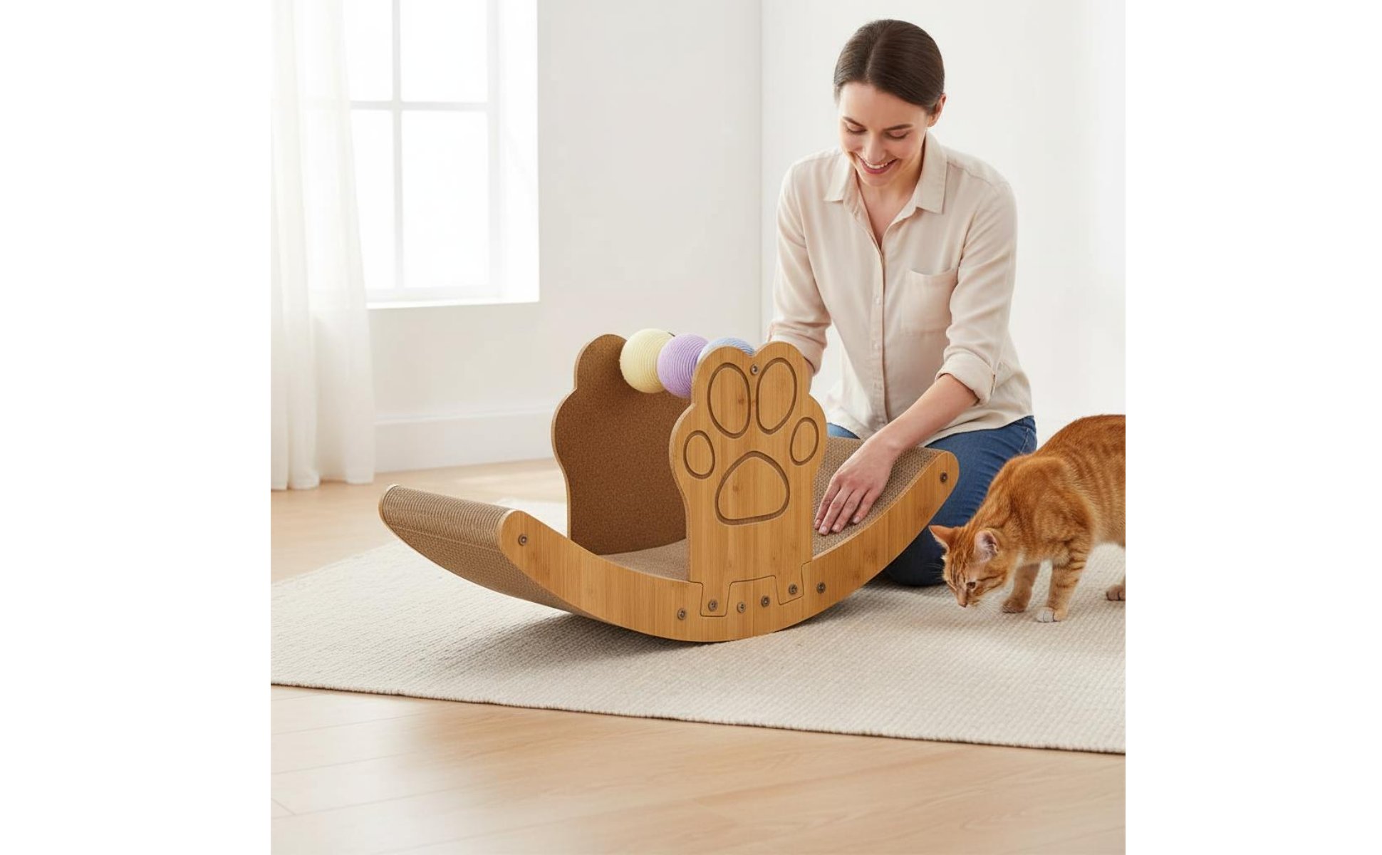 Cat Scratching Rocking Chair Wear Resistant 2-in-1 Cat Scratcher Lounger