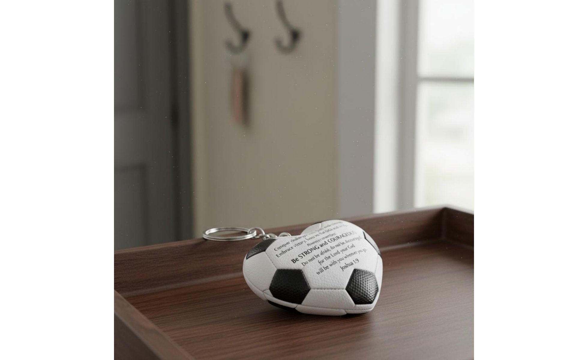 Heart Soccer Keychain Sturdy Resin Soccer Ball Heart Ornament Lightweight