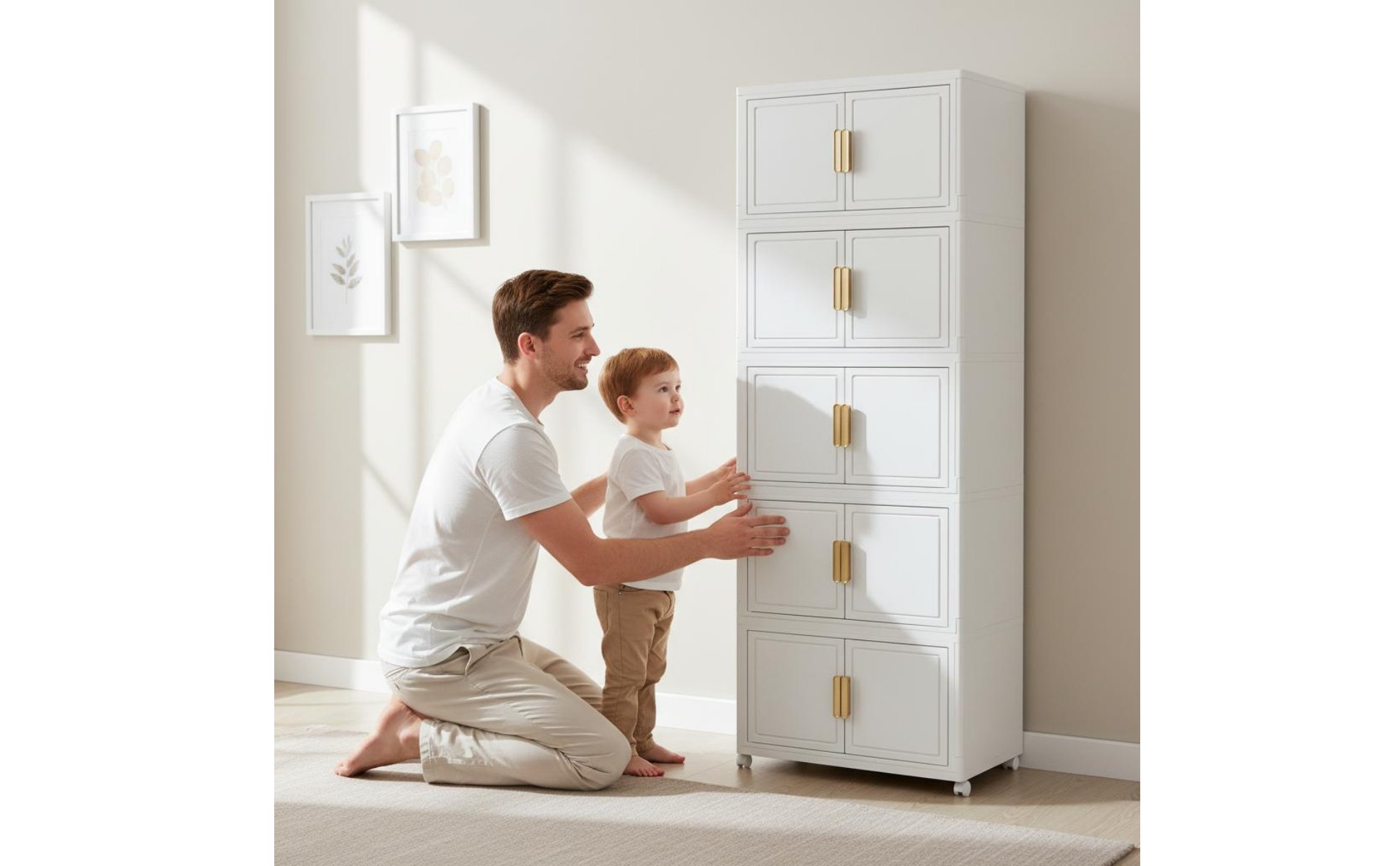 Foldable Storage Cabinet Installation-Effortless Stackable Organizer Bin
