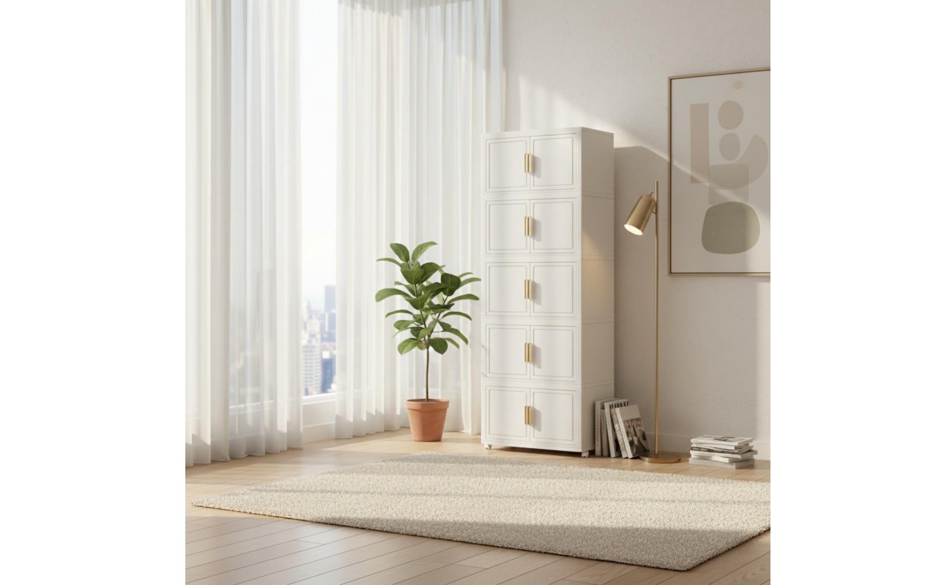 Foldable Storage Cabinet Installation-Effortless Stackable Organizer Bin