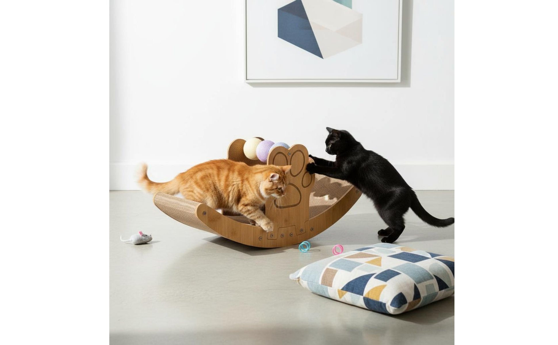 Cat Scratching Rocking Chair Wear Resistant 2-in-1 Cat Scratcher Lounger