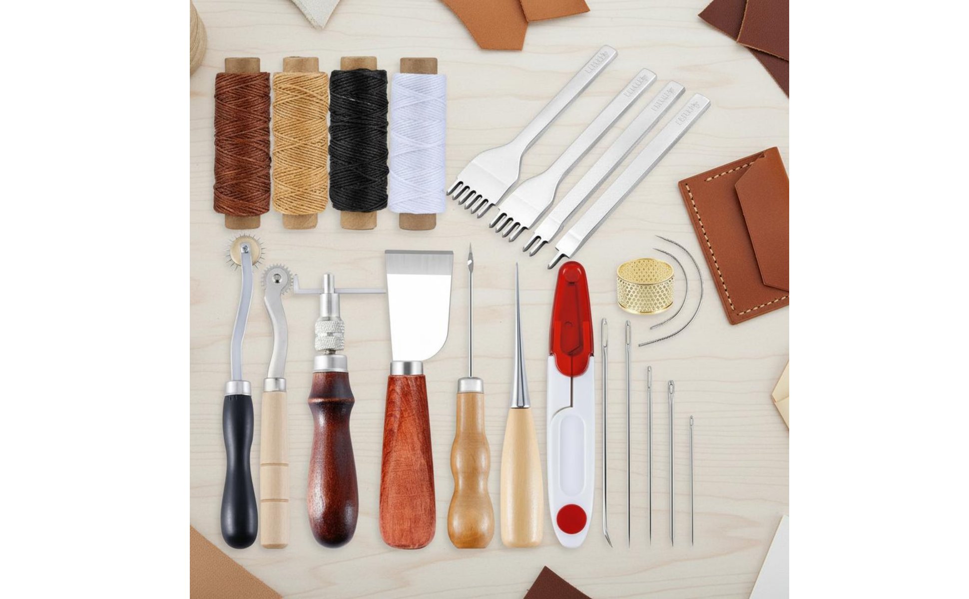 Leather Hand Sewing Tool Set Multi-Functional Leather Stitching Punch Kit