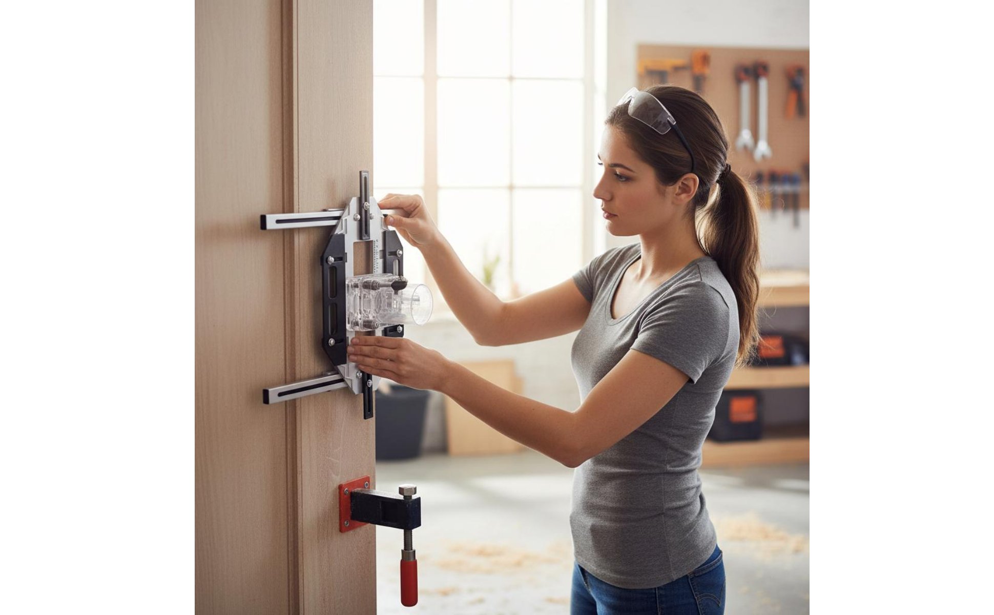 Door Hinge Installation Jig Positioning Adjustment Design for Woodworkers