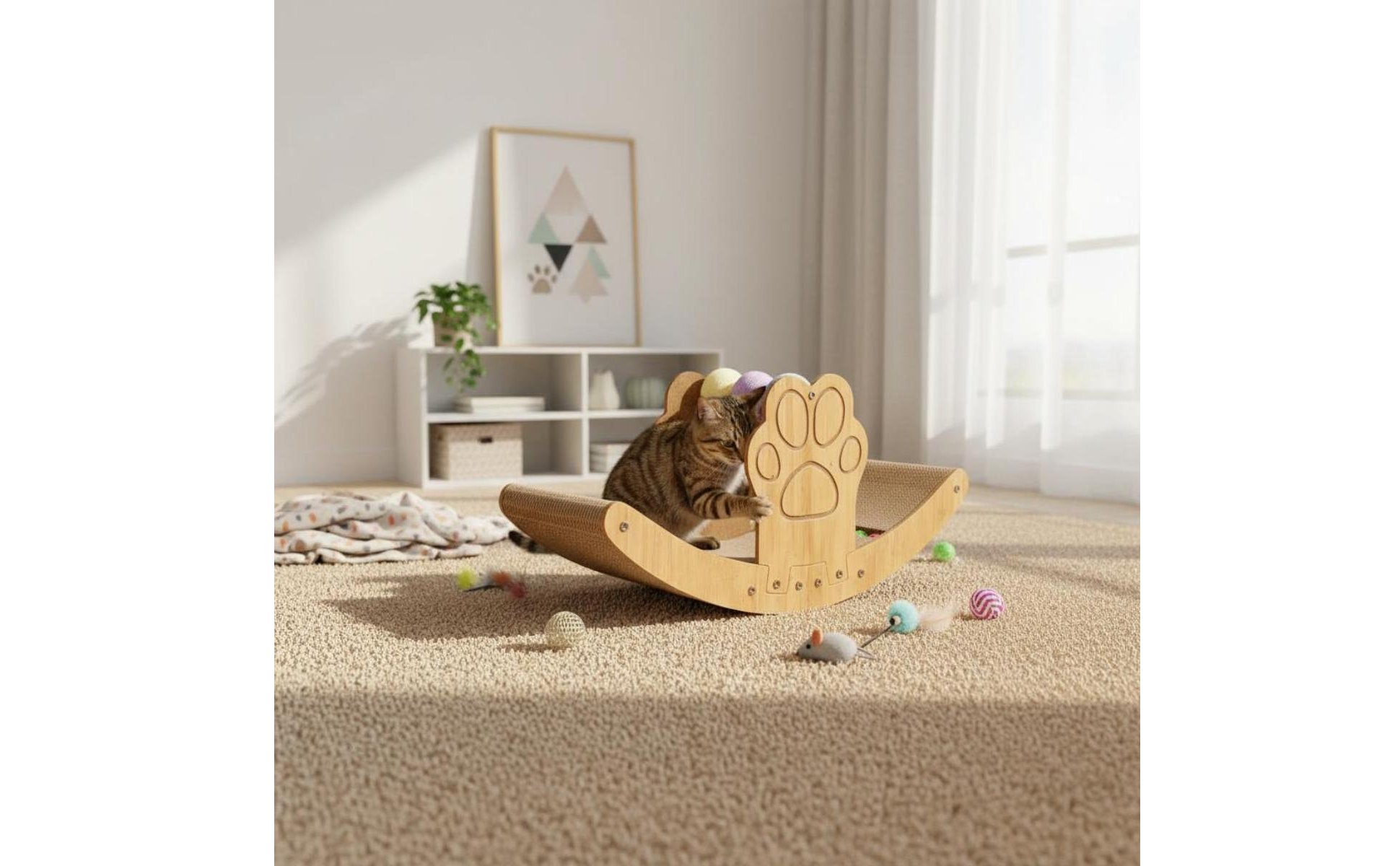 Cat Scratching Rocking Chair Wear Resistant 2-in-1 Cat Scratcher Lounger