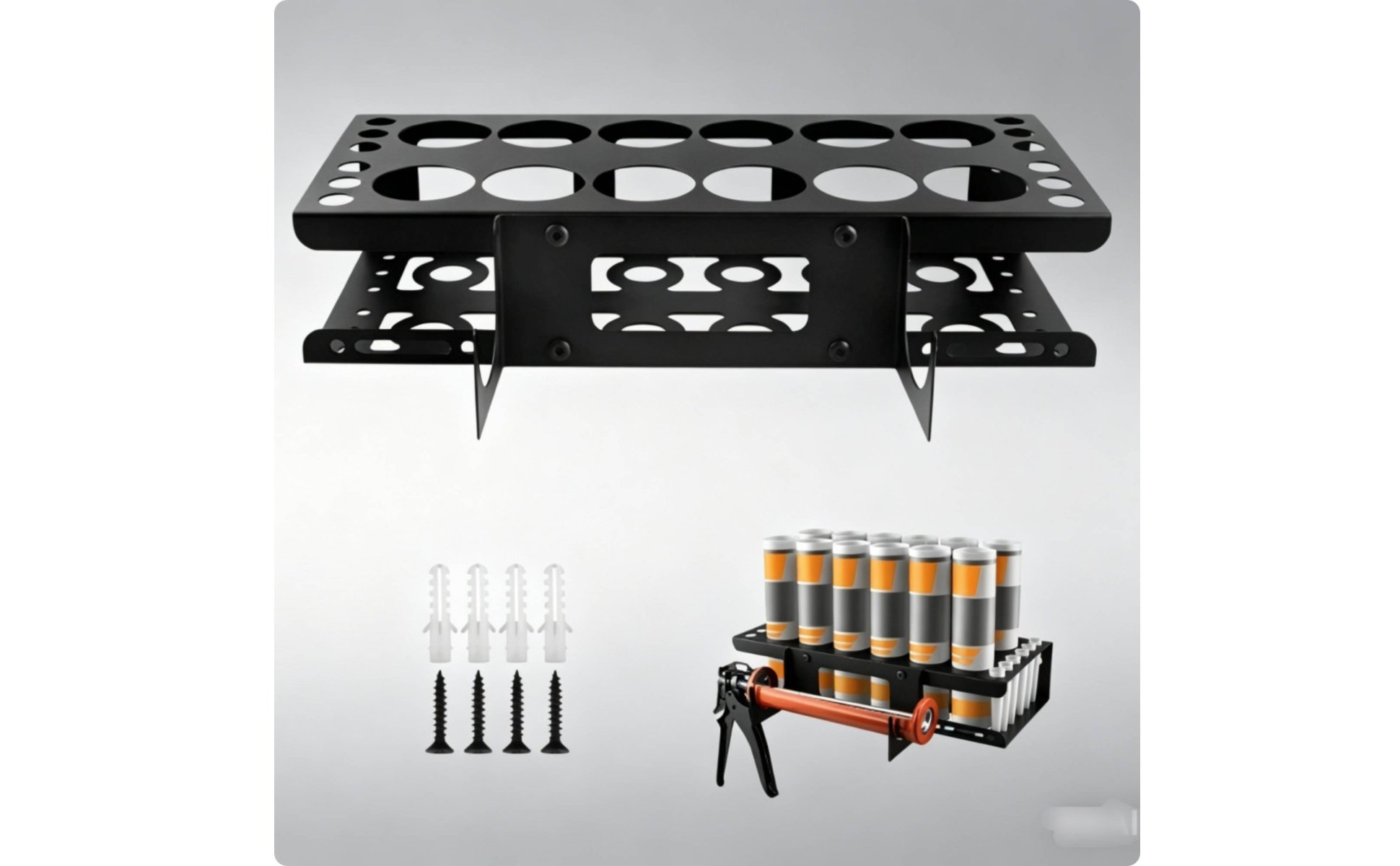 12 Emplacements Rangement 12 Tubes Métal Support Mural Cartouches Silicone