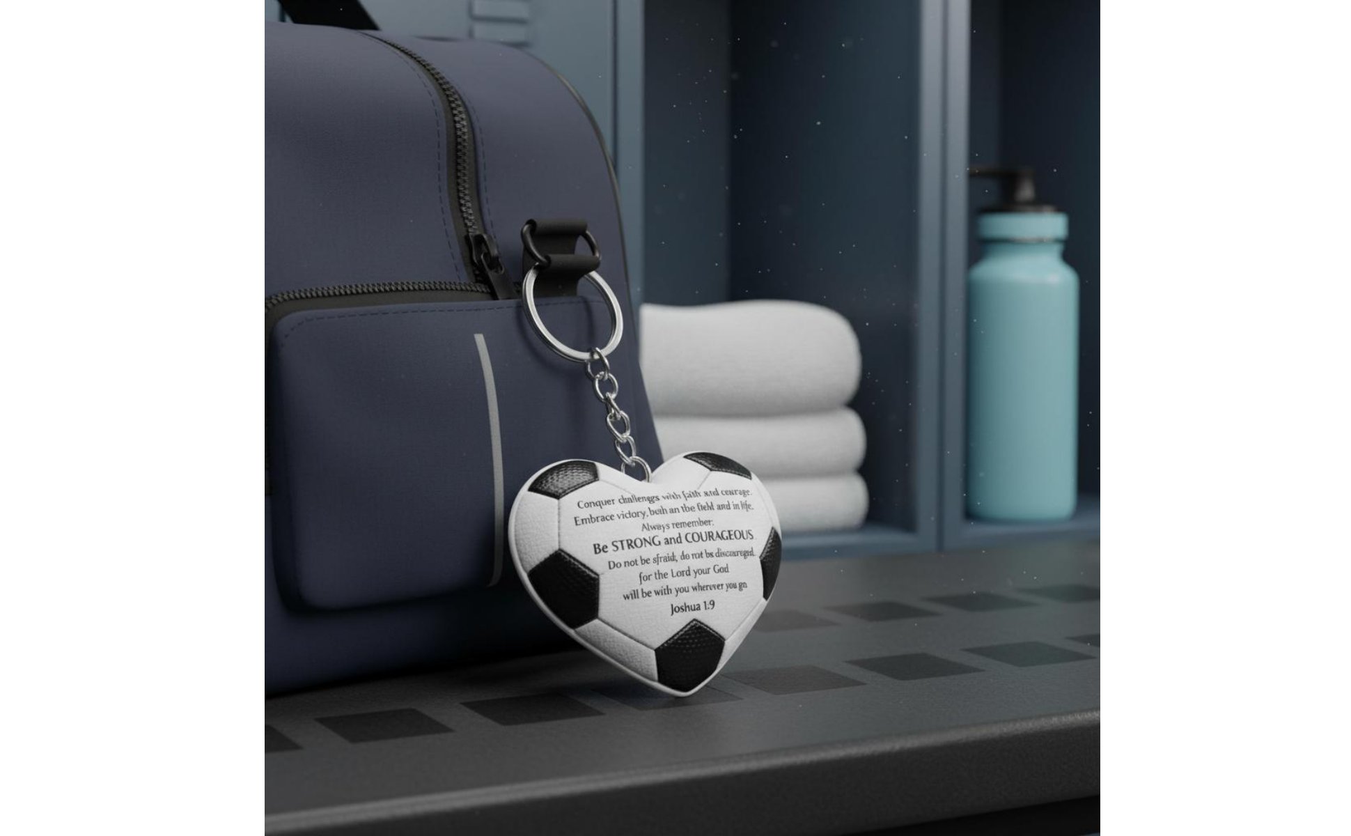 Heart Soccer Keychain Sturdy Resin Soccer Ball Heart Ornament Lightweight