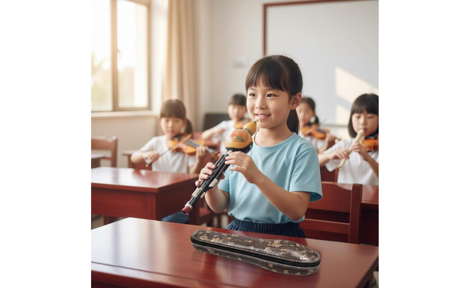 Hulusi Flöte reiner Ton chinesische Kürbisflöte aus Echtholz für Schüler, Kinder
