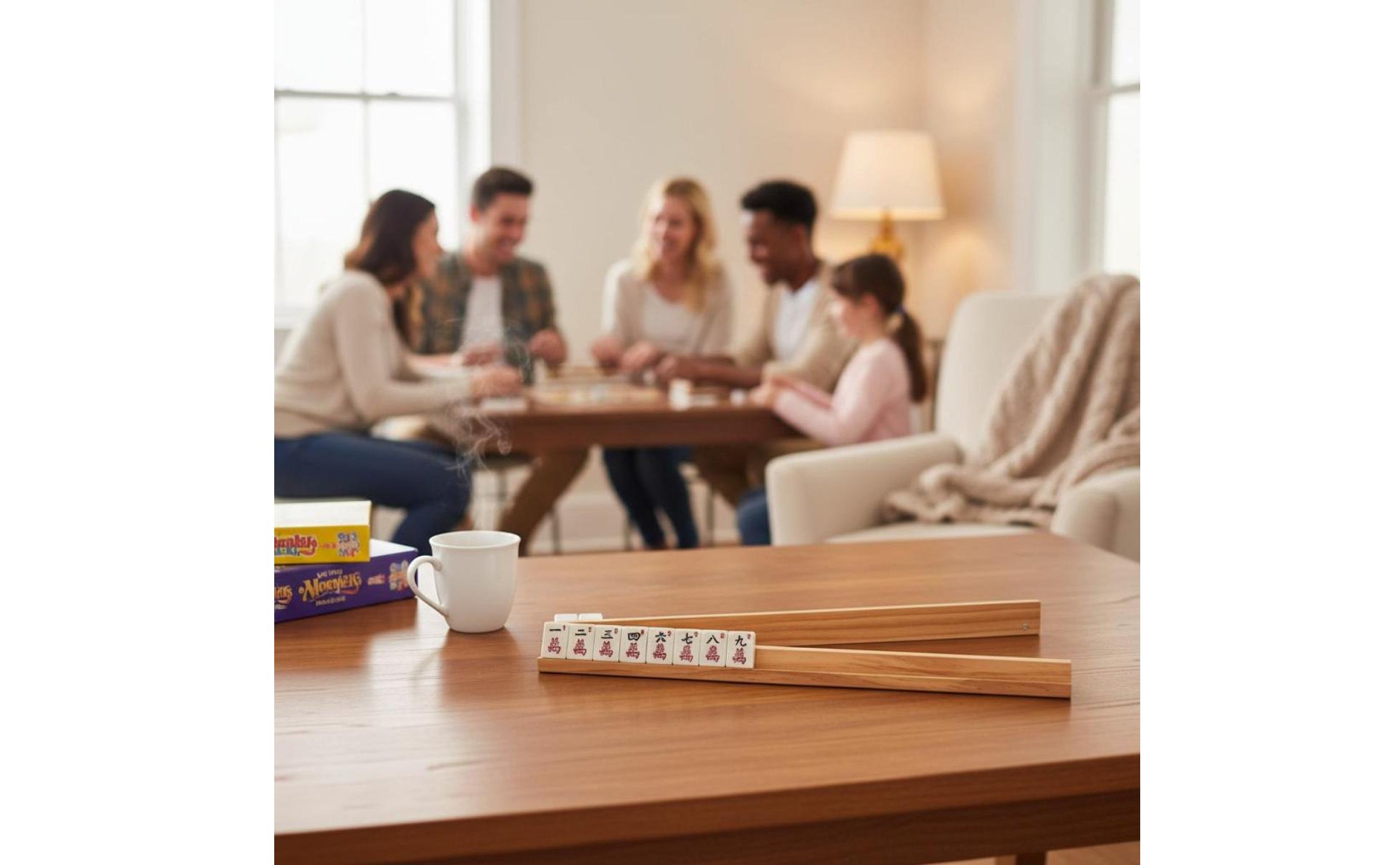 Mahjong-Ablage aus Holz Massivholz hölzerner Spielsteinhalter-Ständer