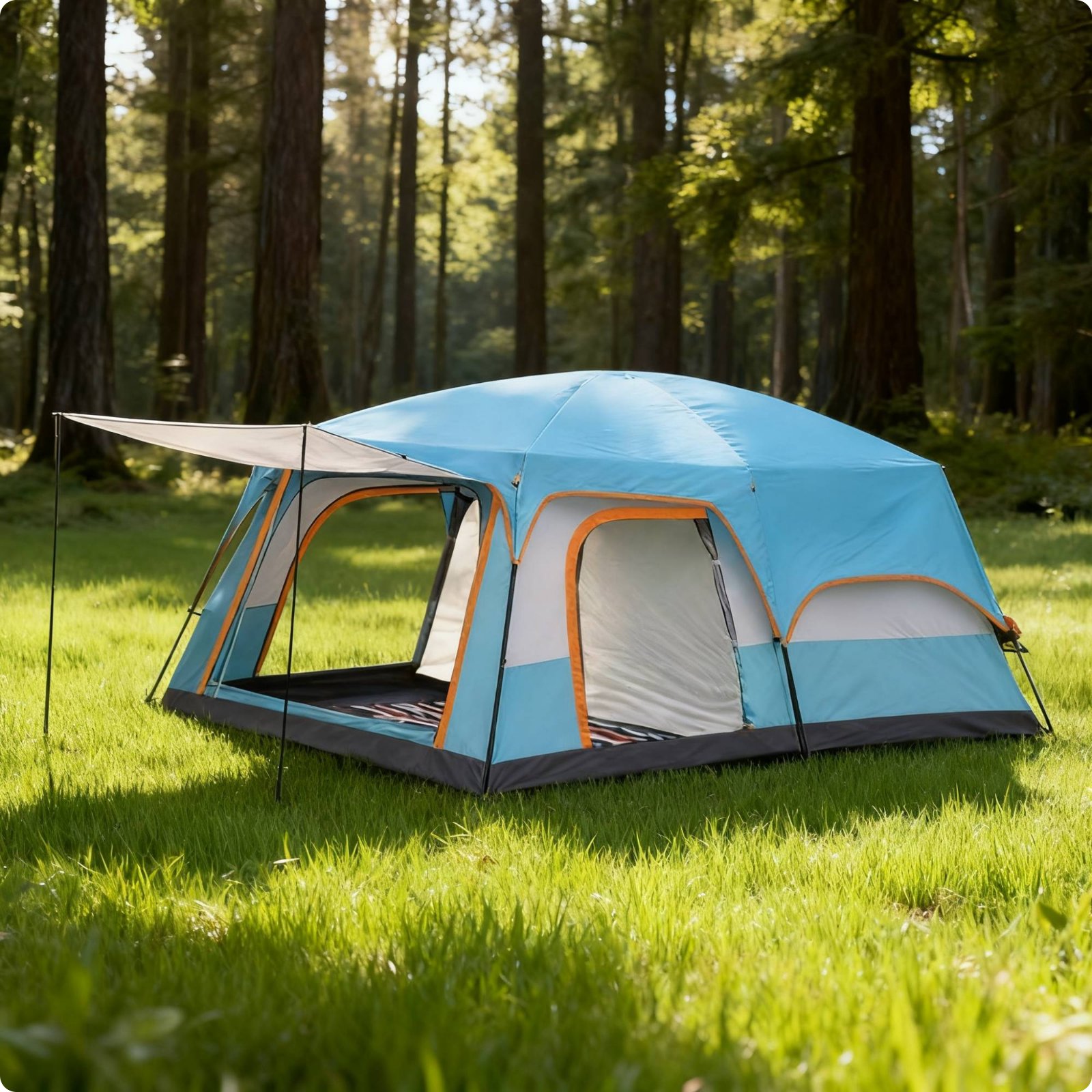 Multi-Room Tent Double Layer 2 Room Family Tent UPF 50+ Sun Protection for Park