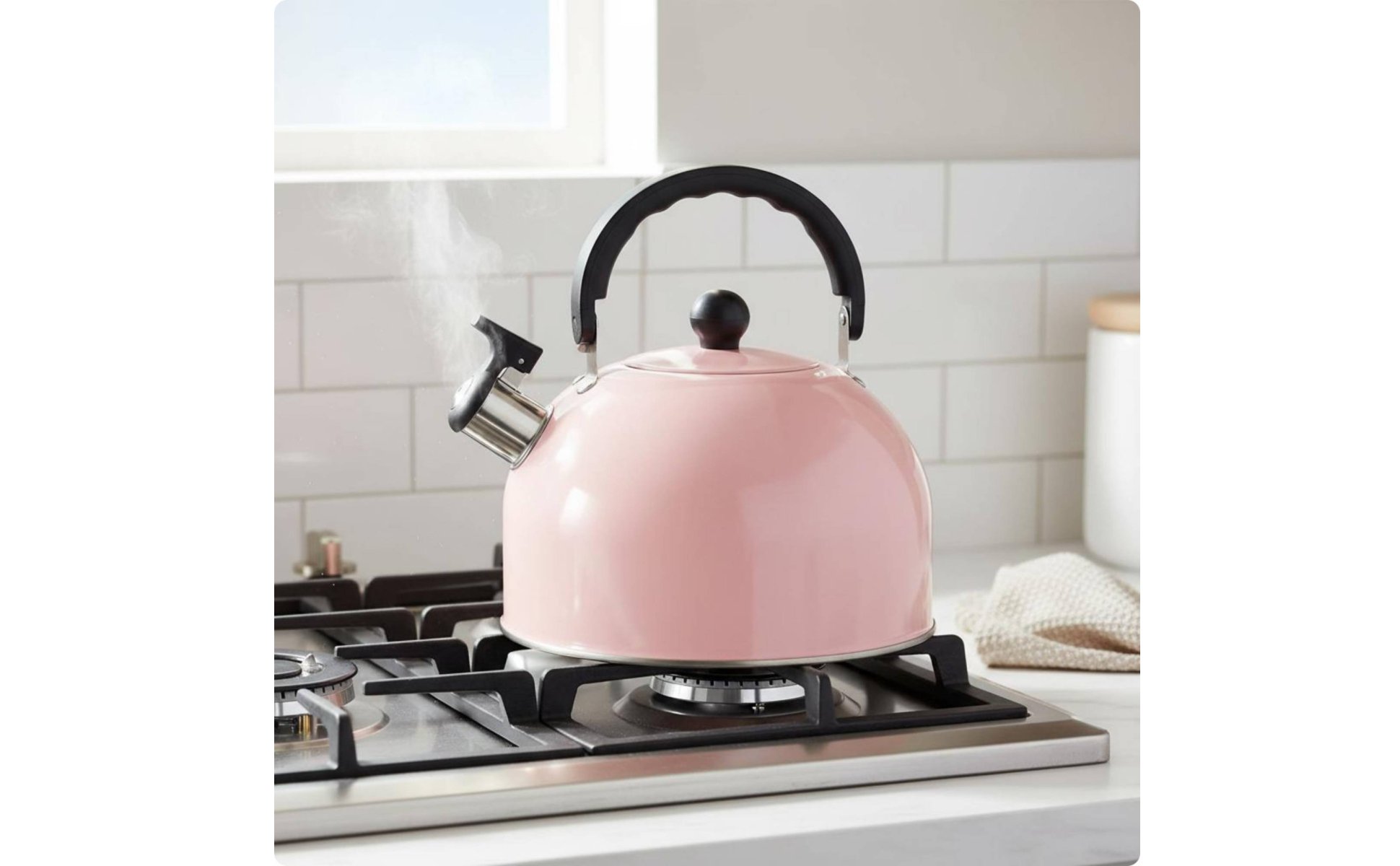 3 L Pfeifkessel 3L lautes Pfeifsignal rosa Flötenkessel Pfeifton für Camping