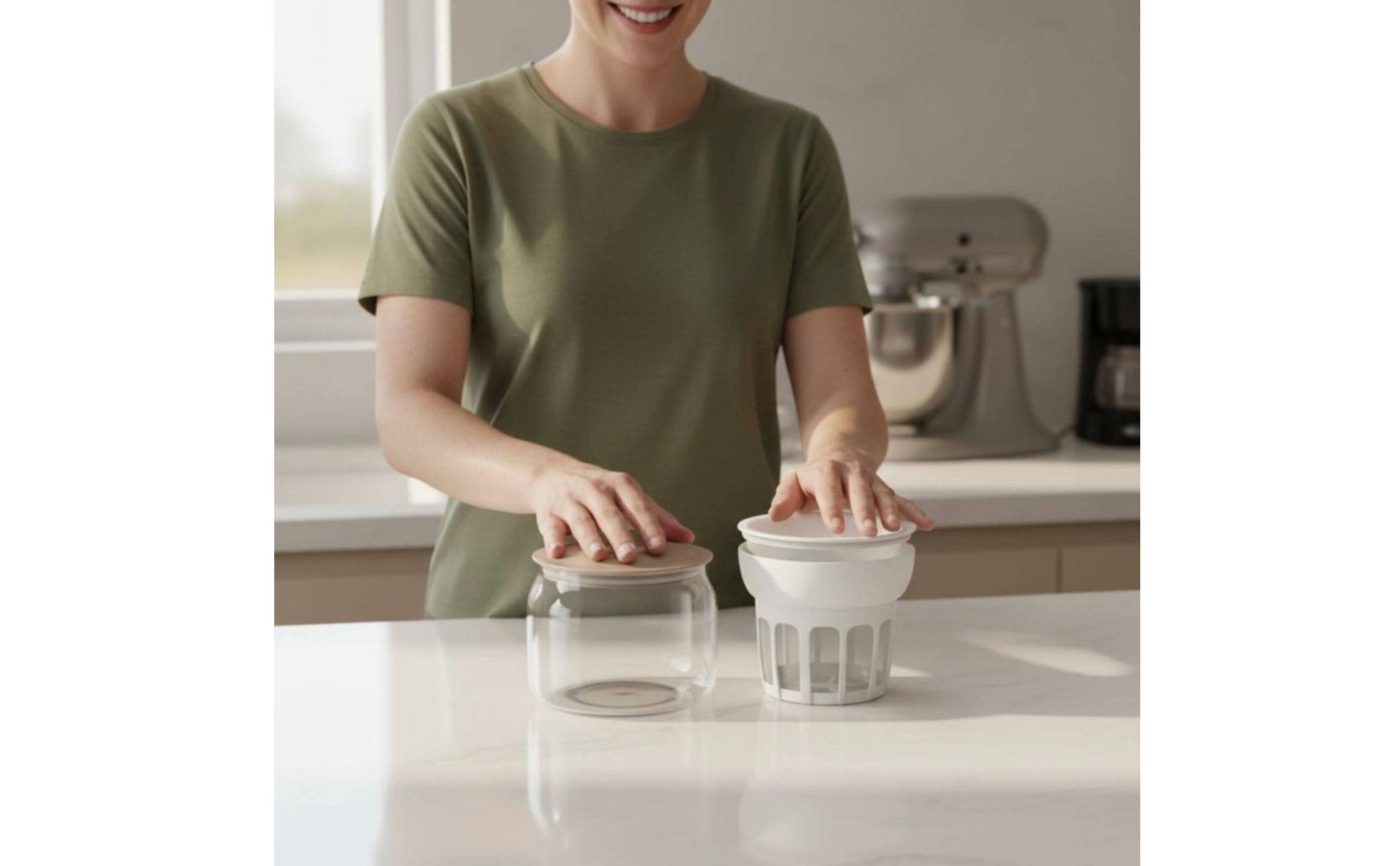 Whey Separator Spill-Resistant Lid Greek Yogurt Appliance Complimentary
