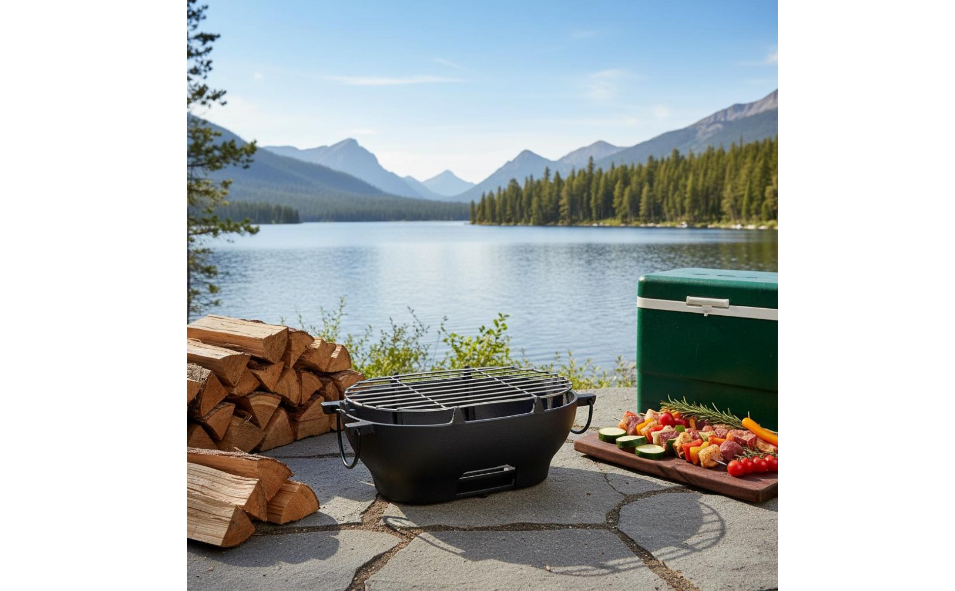 Ovaler Gusseisengrill Gusseisen tragbarer Holzkohlegrill langlebig für Picknick