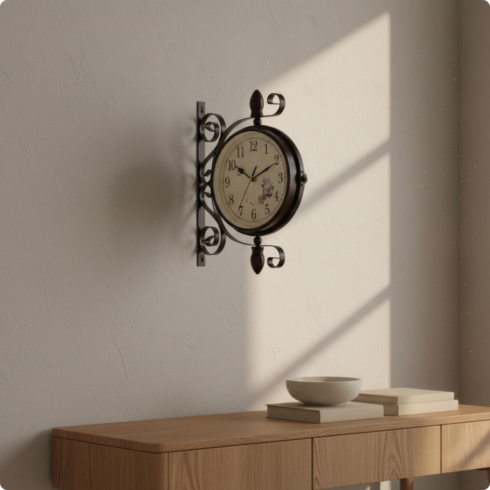 Double Sided Hanging Timepiece Rust Resistant Home Decor