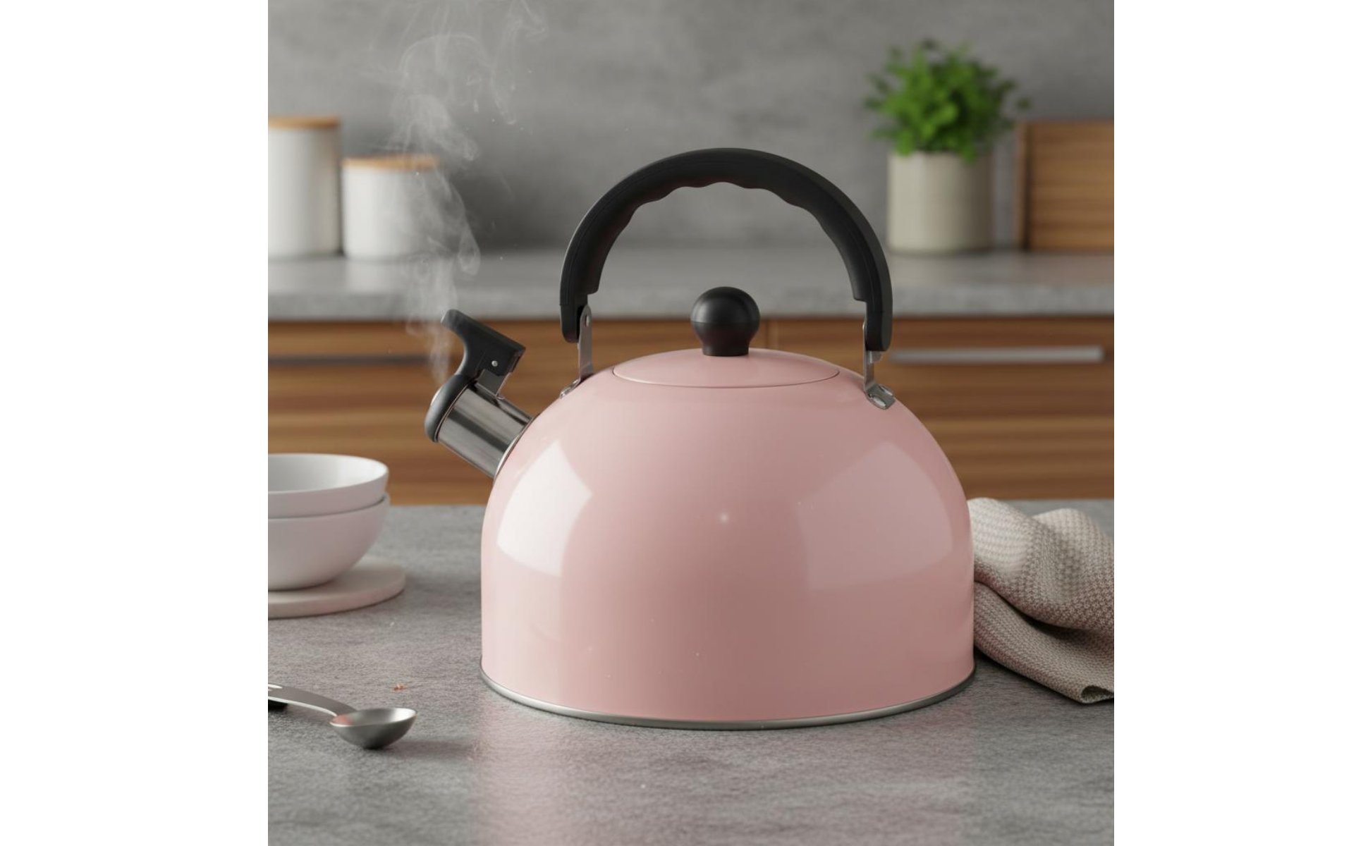 3 L Pfeifkessel 3L lautes Pfeifsignal rosa Flötenkessel Pfeifton für Camping