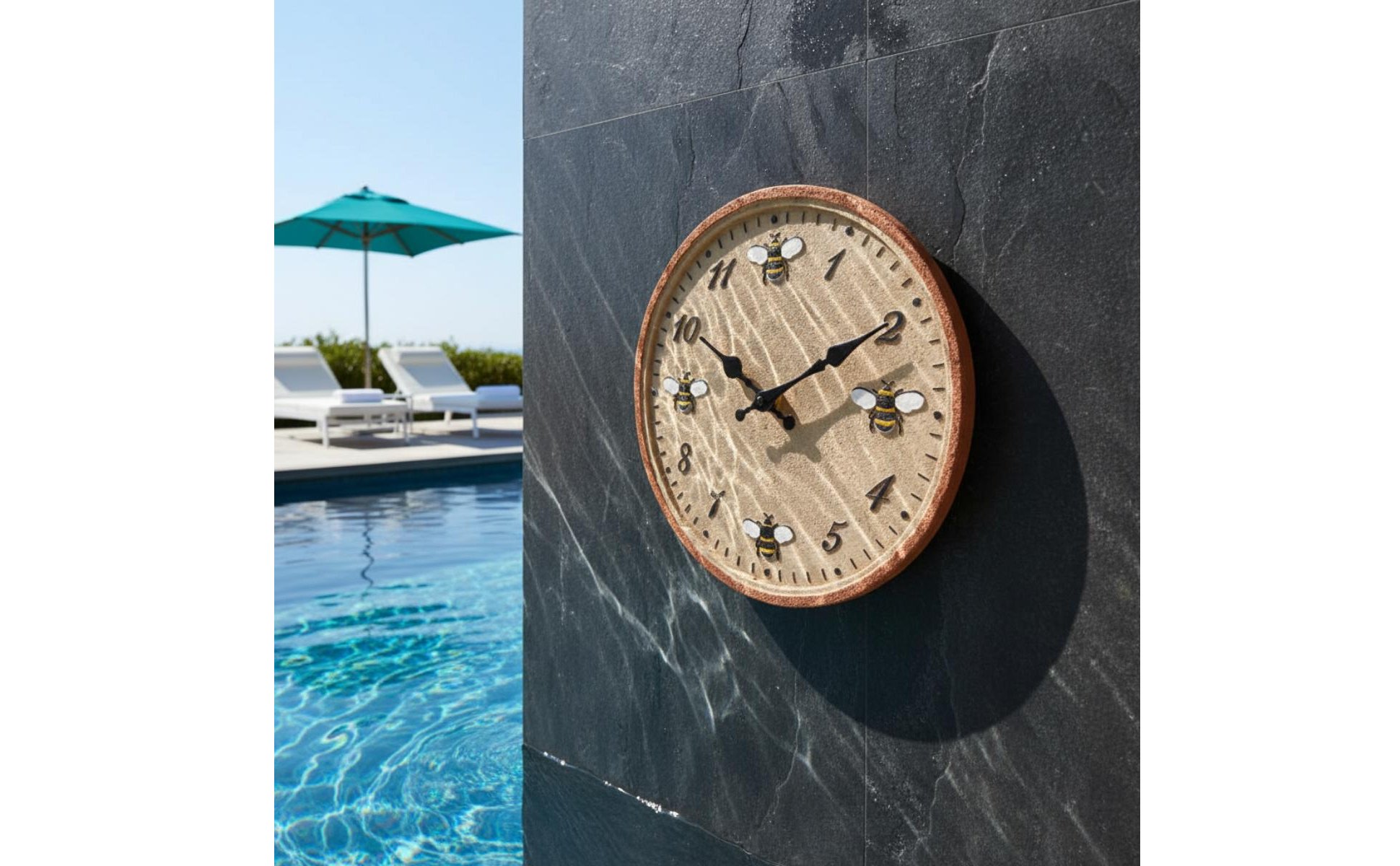 Bienen-Wanduhr Wasserdicht Gartenwanduhr Beschlagfrei für Garten, Poolbereich