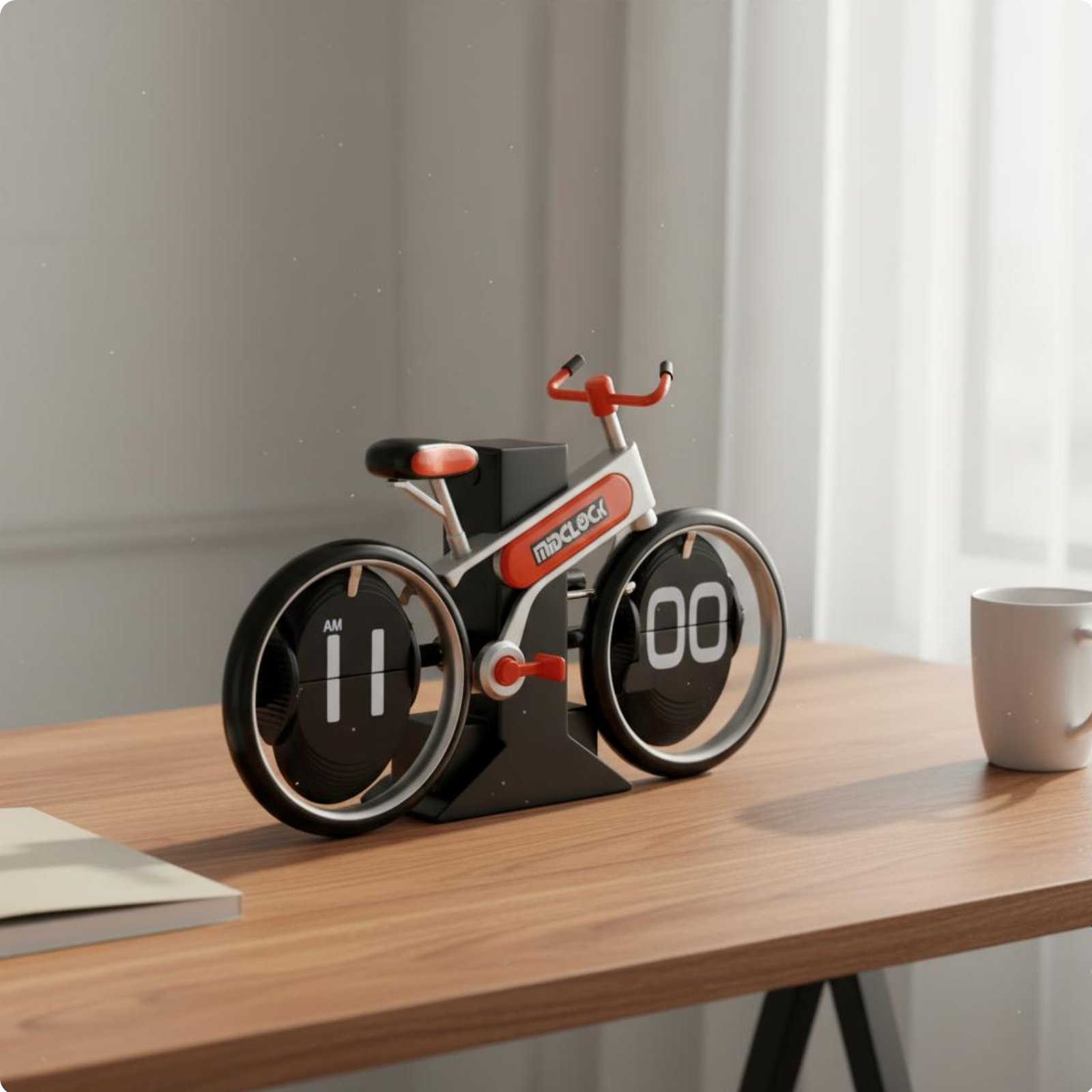 Fahrrad Klappzahlenuhr Geschenkidee retro Fahrraduhr für Wohnzimmer